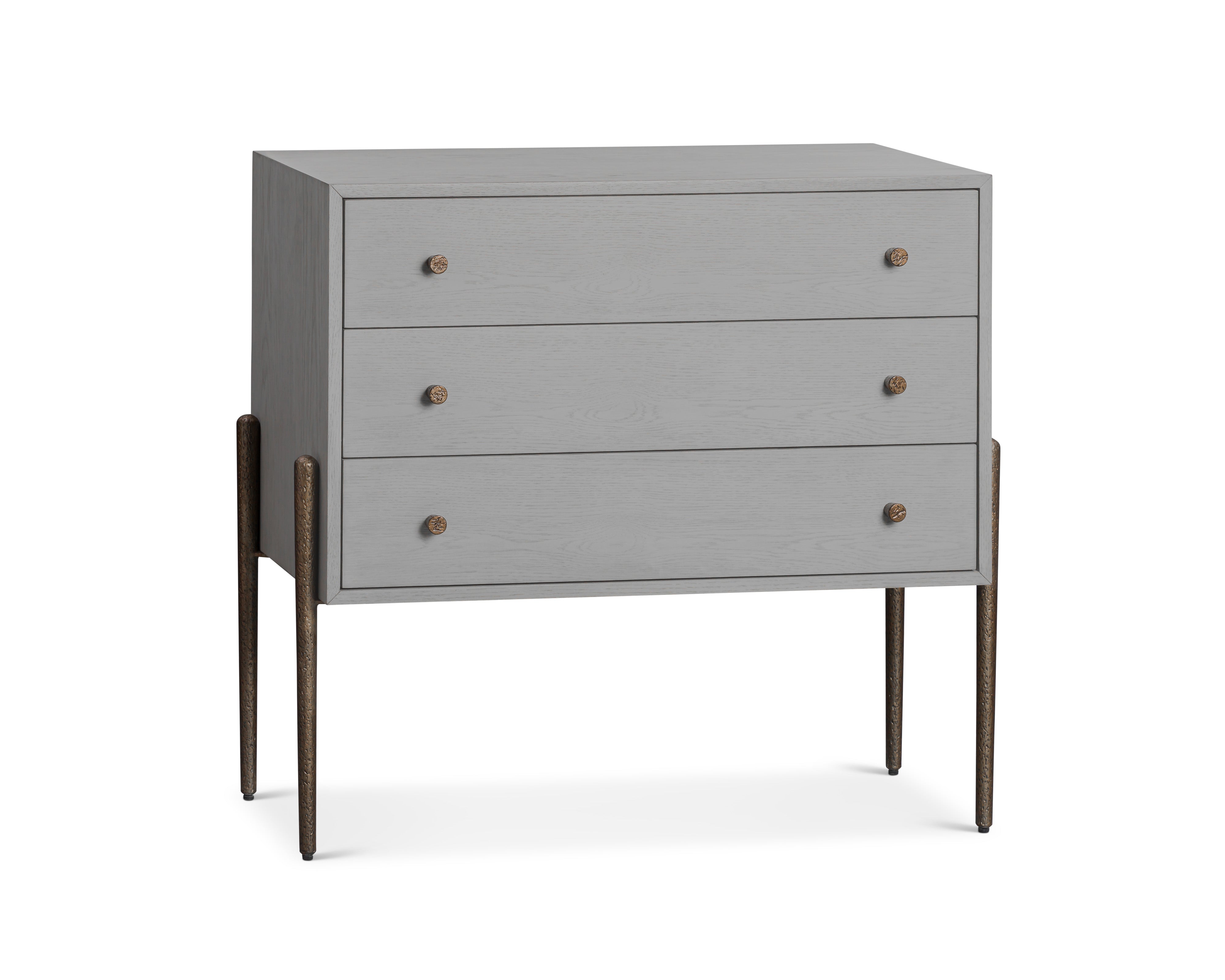 Nella Chest Of Drawers in London Fog & Hammered Dark Bronze 3 Drawer by Liang & Eimil