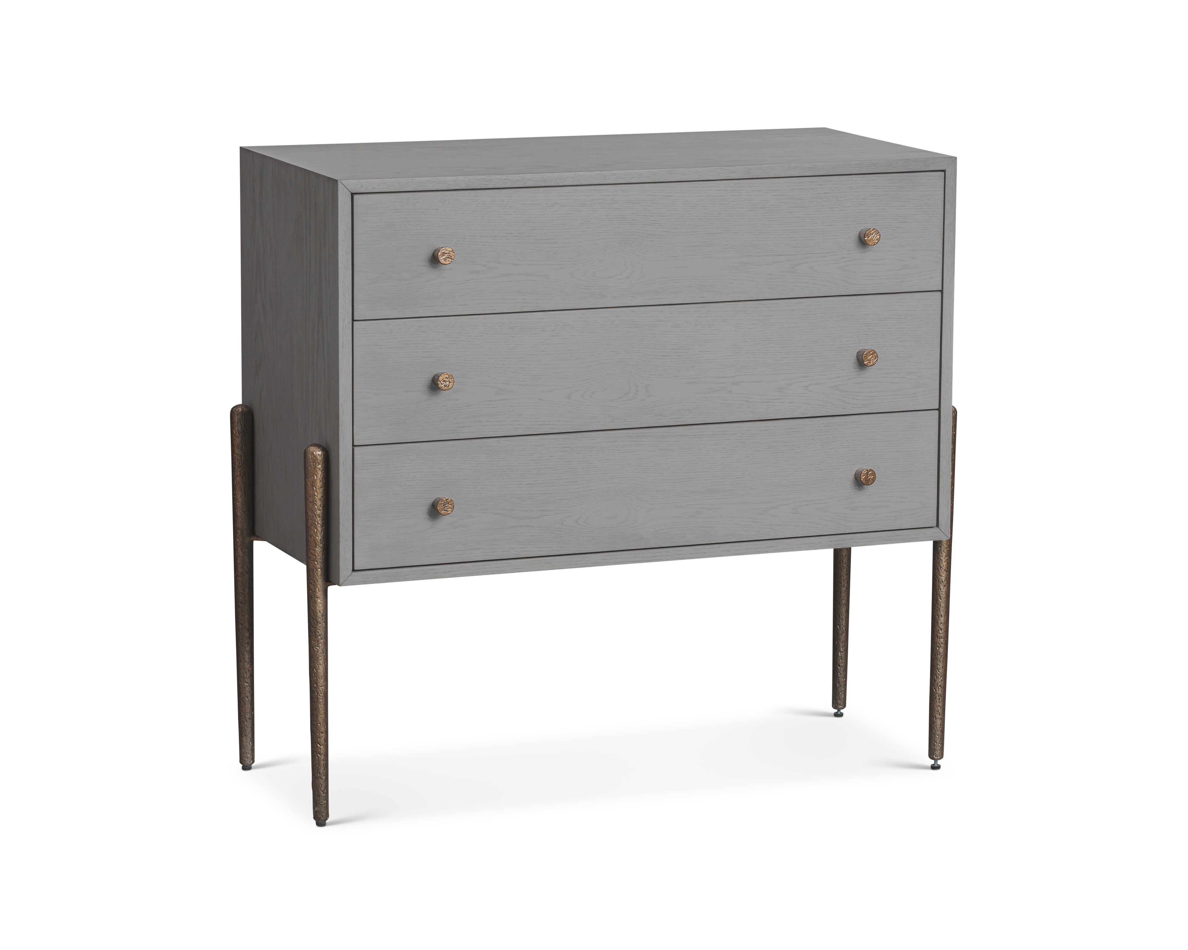 Nella Chest Of Drawers in London Fog & Hammered Dark Bronze 3 Drawer by Liang & Eimil