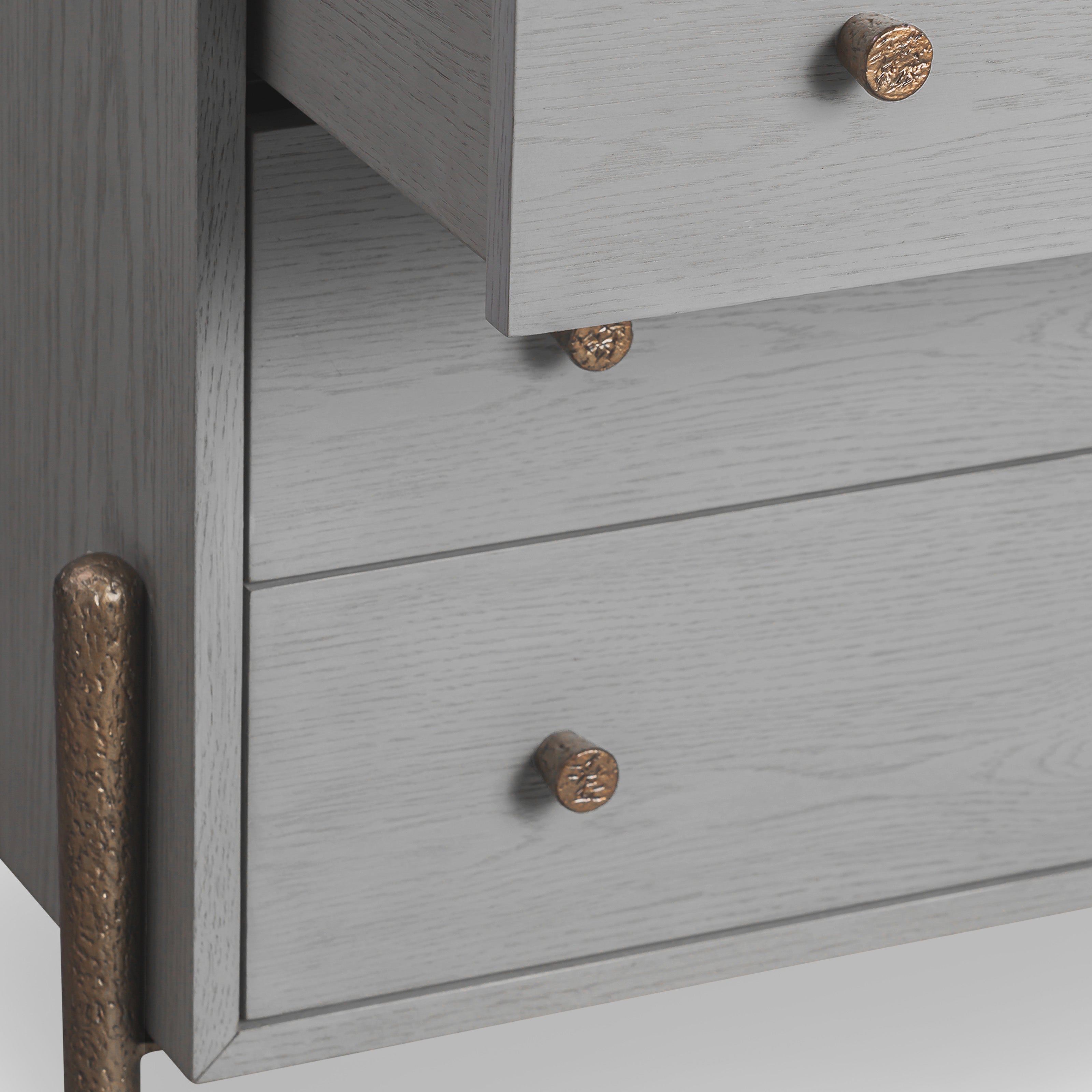 Nella Chest Of Drawers in London Fog & Hammered Dark Bronze 3 Drawer by Liang & Eimil