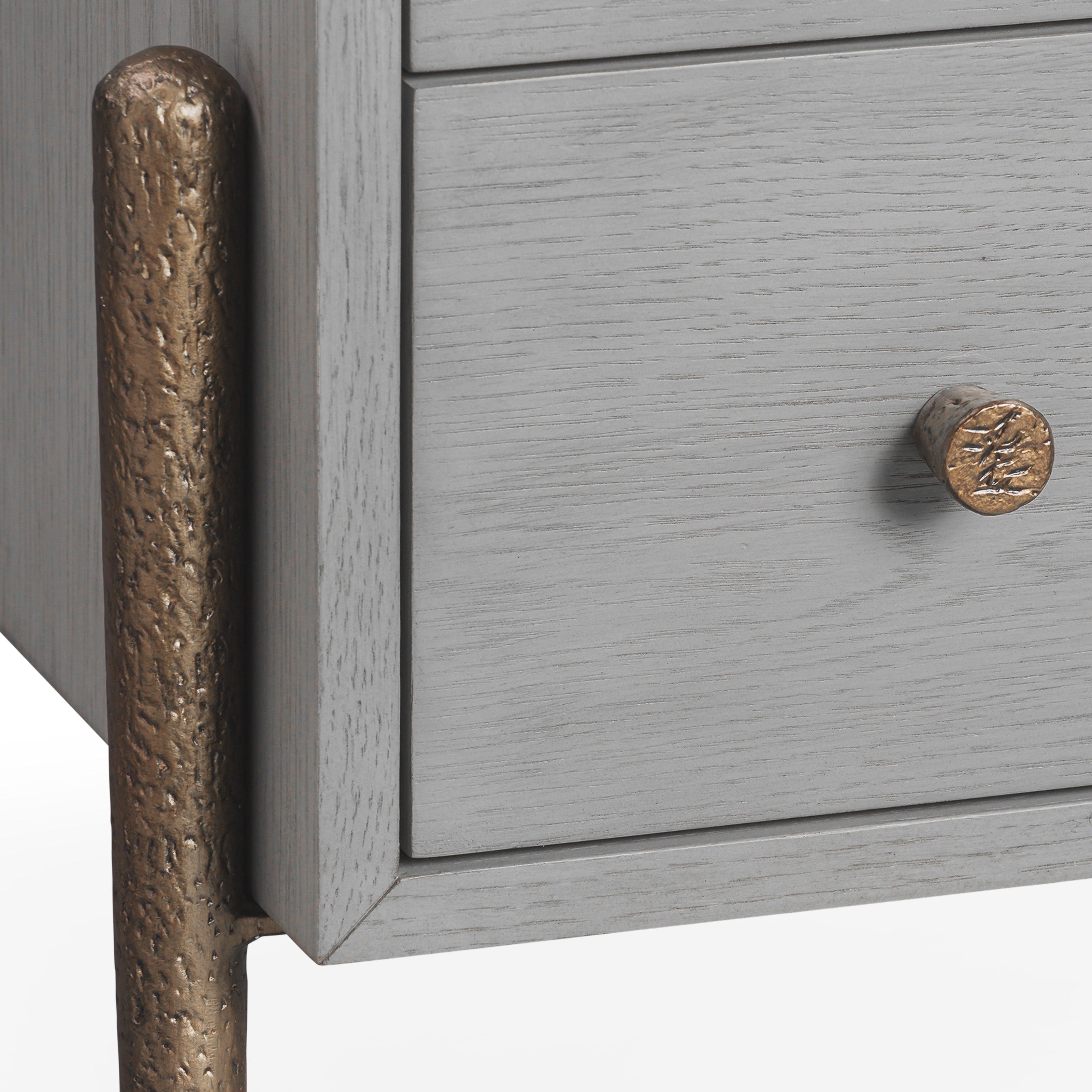 Nella Chest Of Drawers in London Fog & Hammered Dark Bronze 3 Drawer by Liang & Eimil