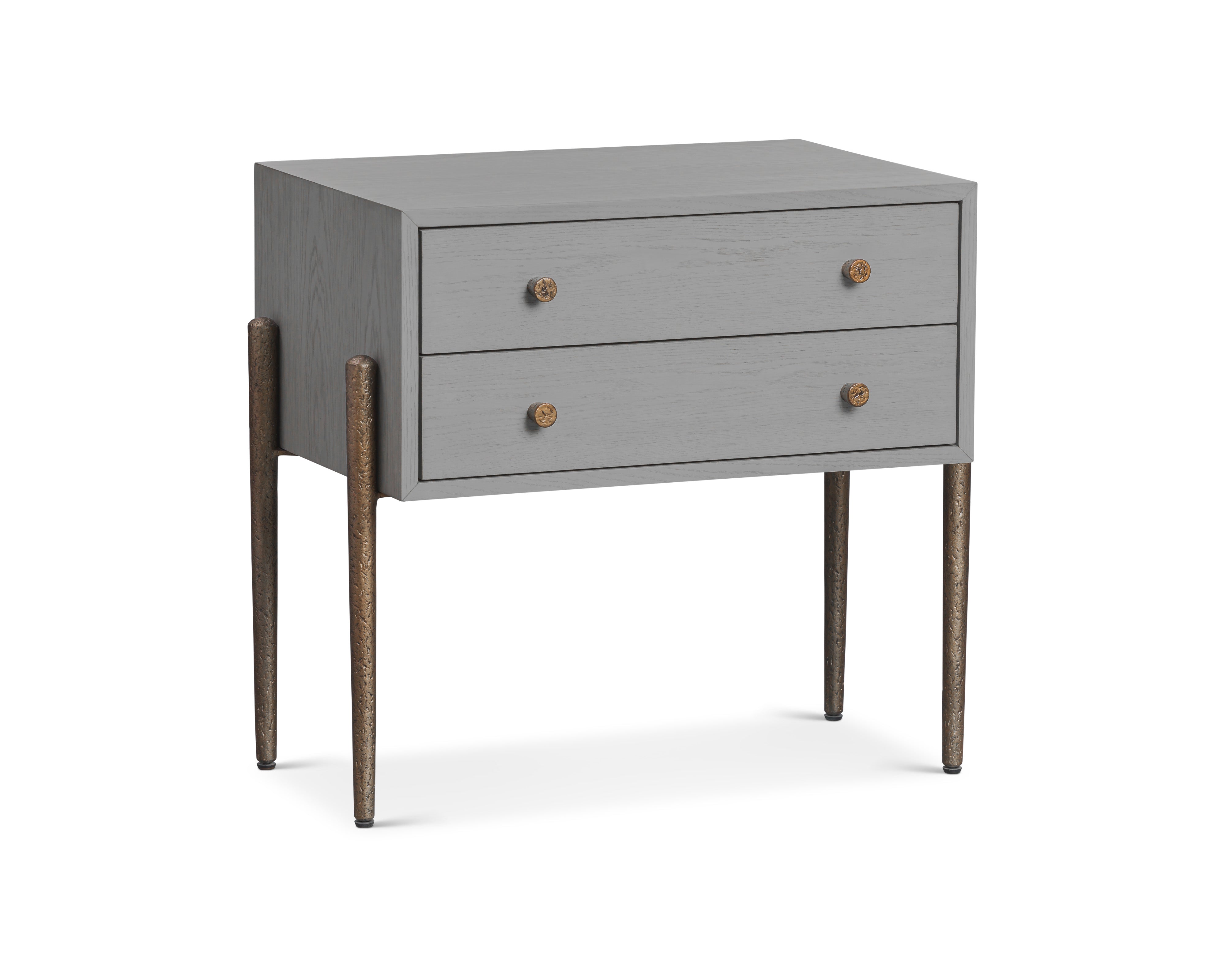 Nella London Fog & Hammered Dark Bronze Bedside Table by Liang & Eimil