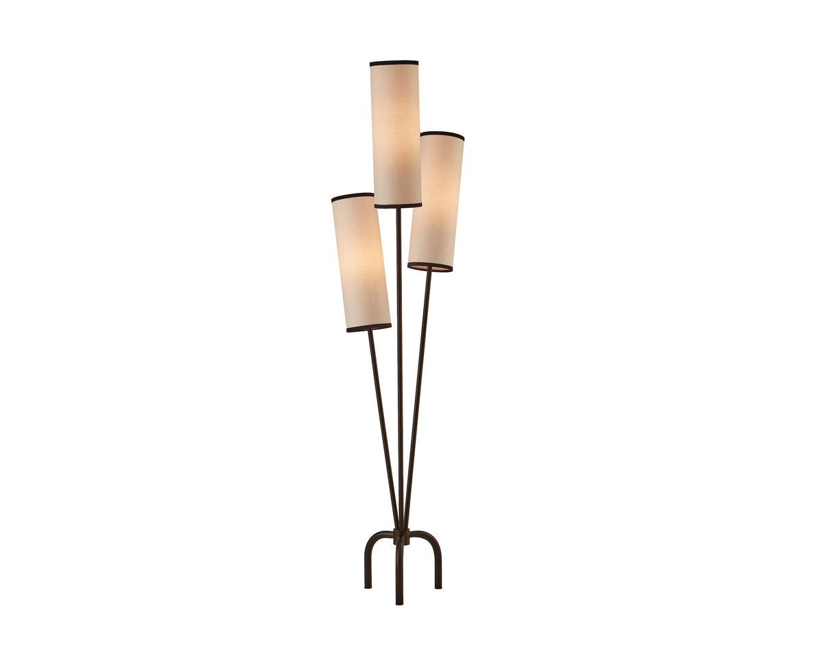 Trevi Floor Lamp - White Linen/Black Metal Liang & Eimil