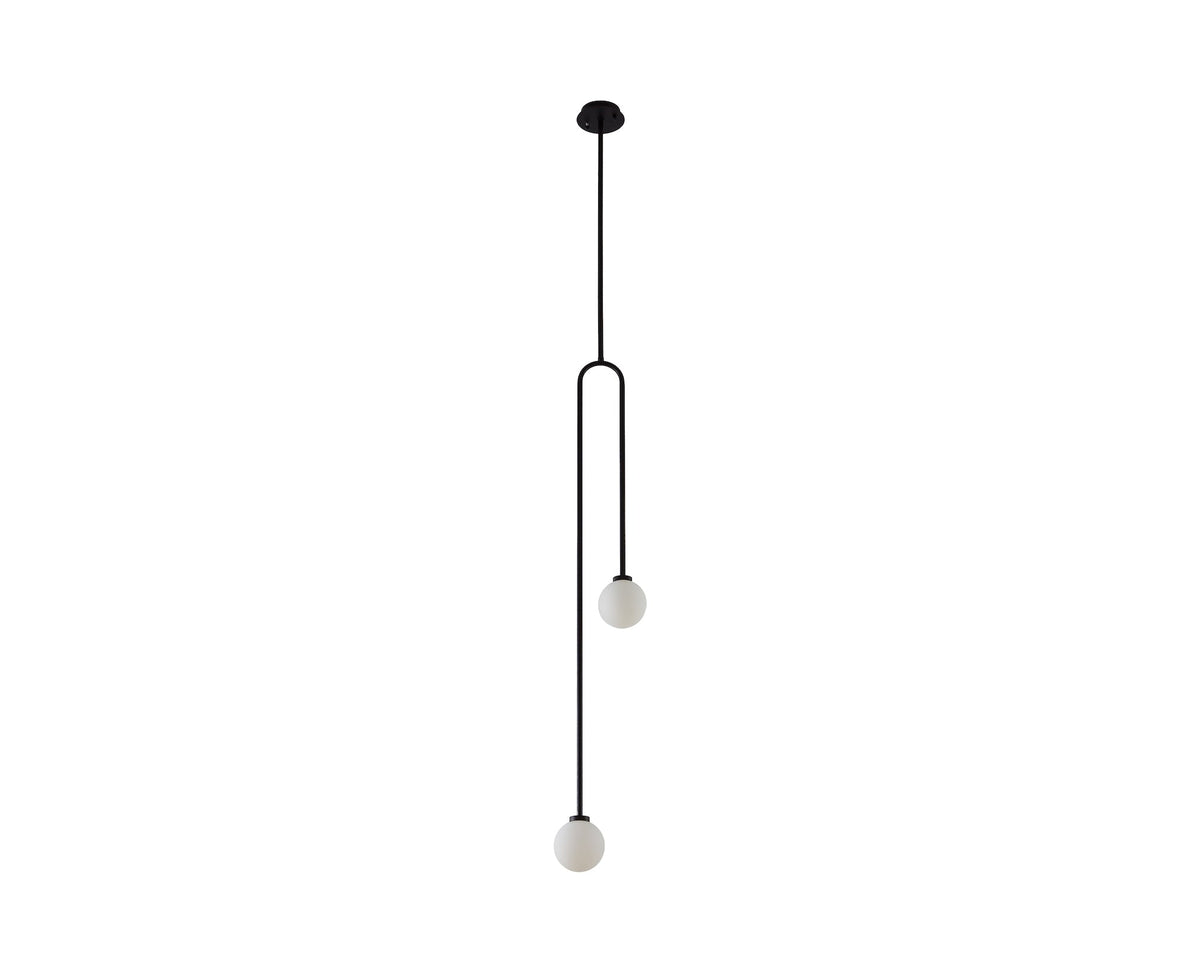 Arket Pendant Lamp - White Frosted Glass Globe/Black Metal Liang & Eimil