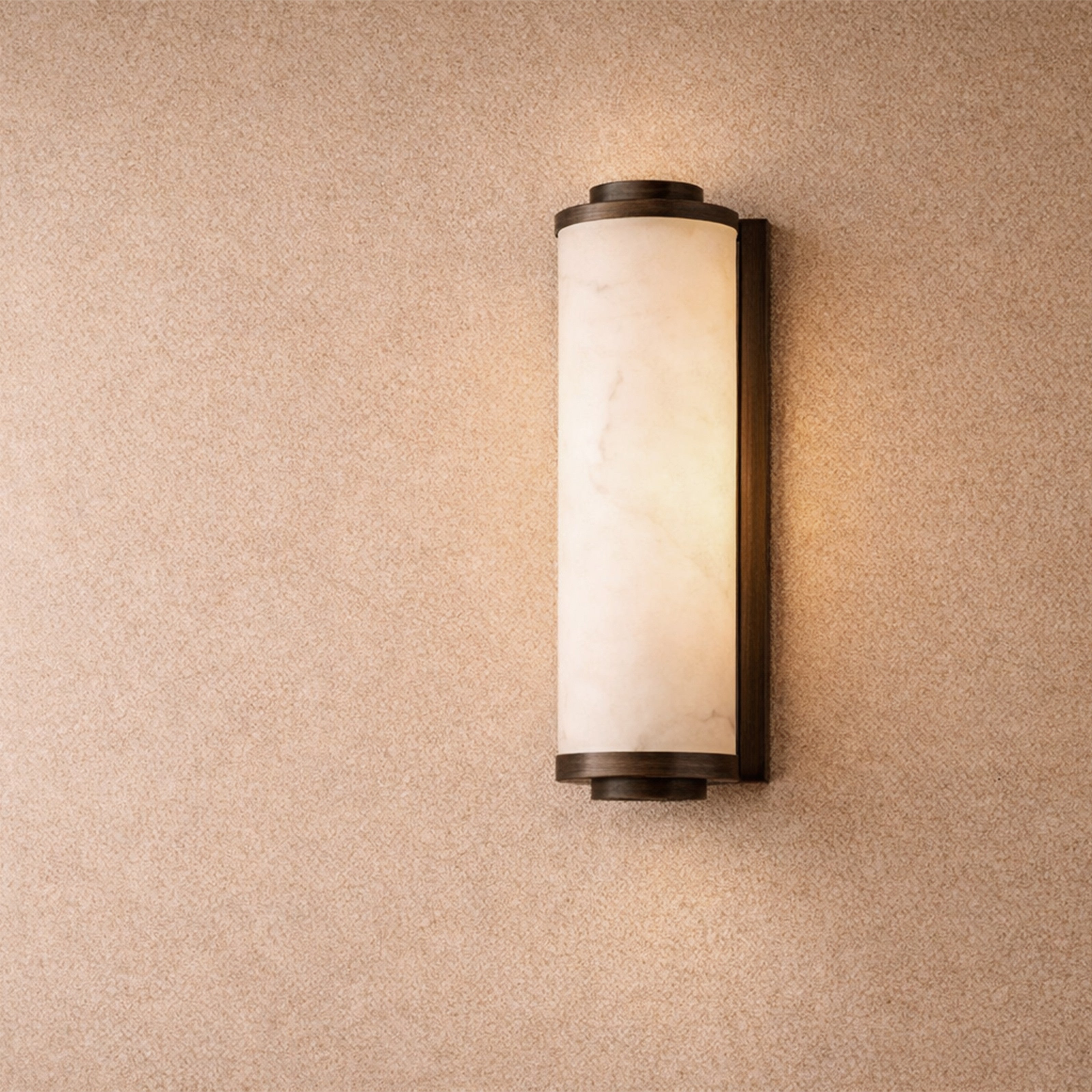 Fento Antique Bronze Small Wall Light with Alabaster Effect Shade by Liang & Eimil