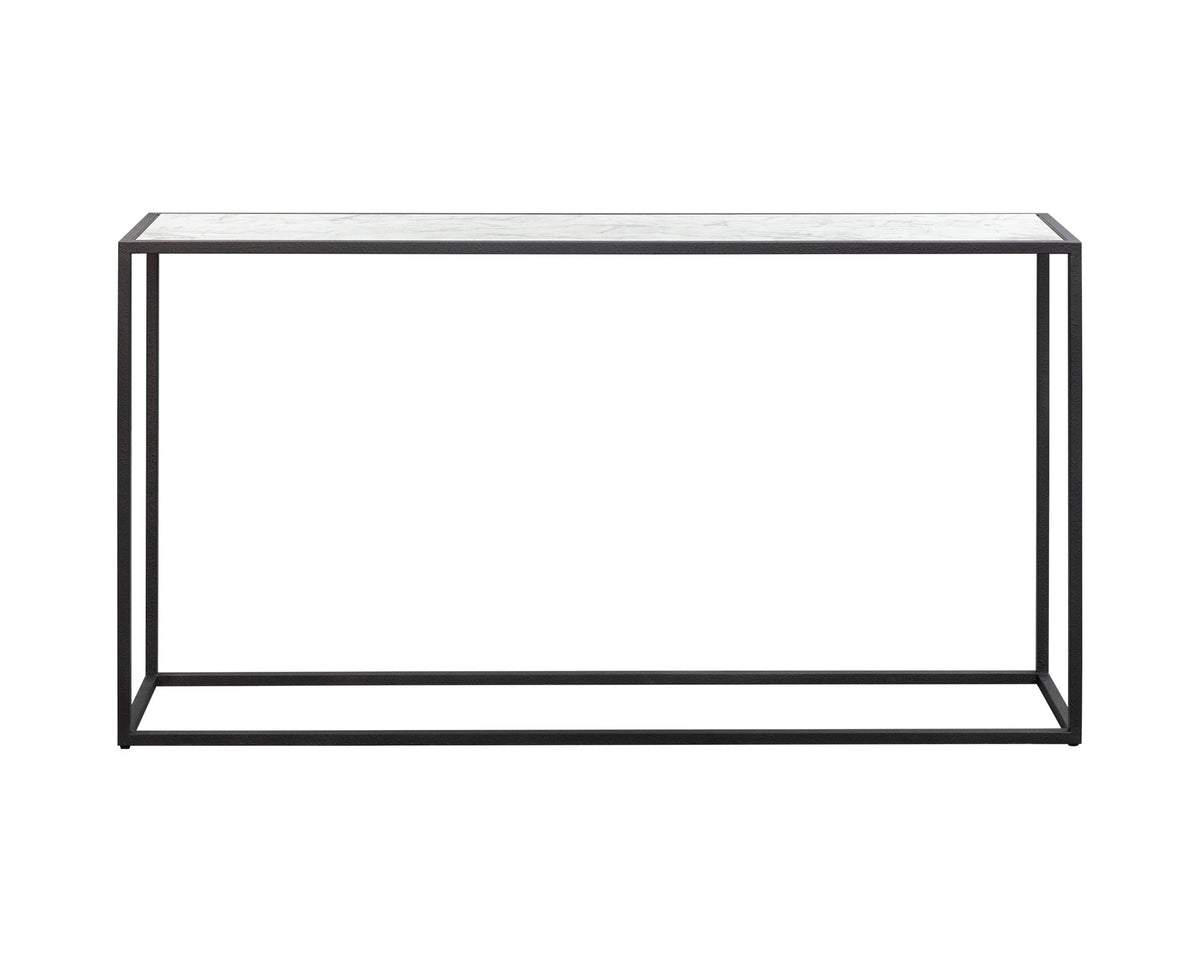Noto Console Table 1.5m - Carrara Marble and Black Textured Metal Liang & Eimil
