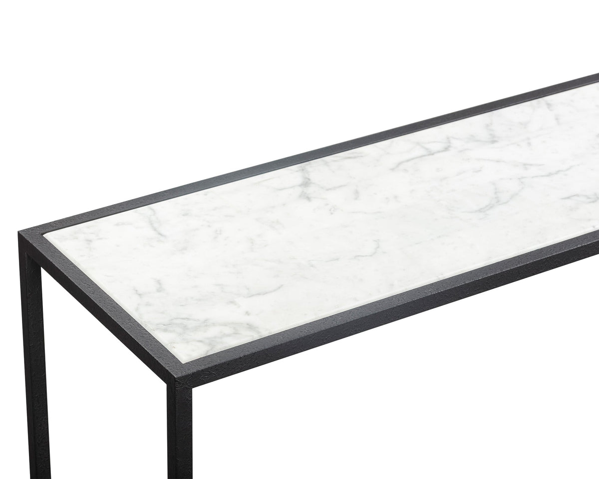 Noto Console Table 1.5m - Carrara Marble and Black Textured Metal Liang & Eimil