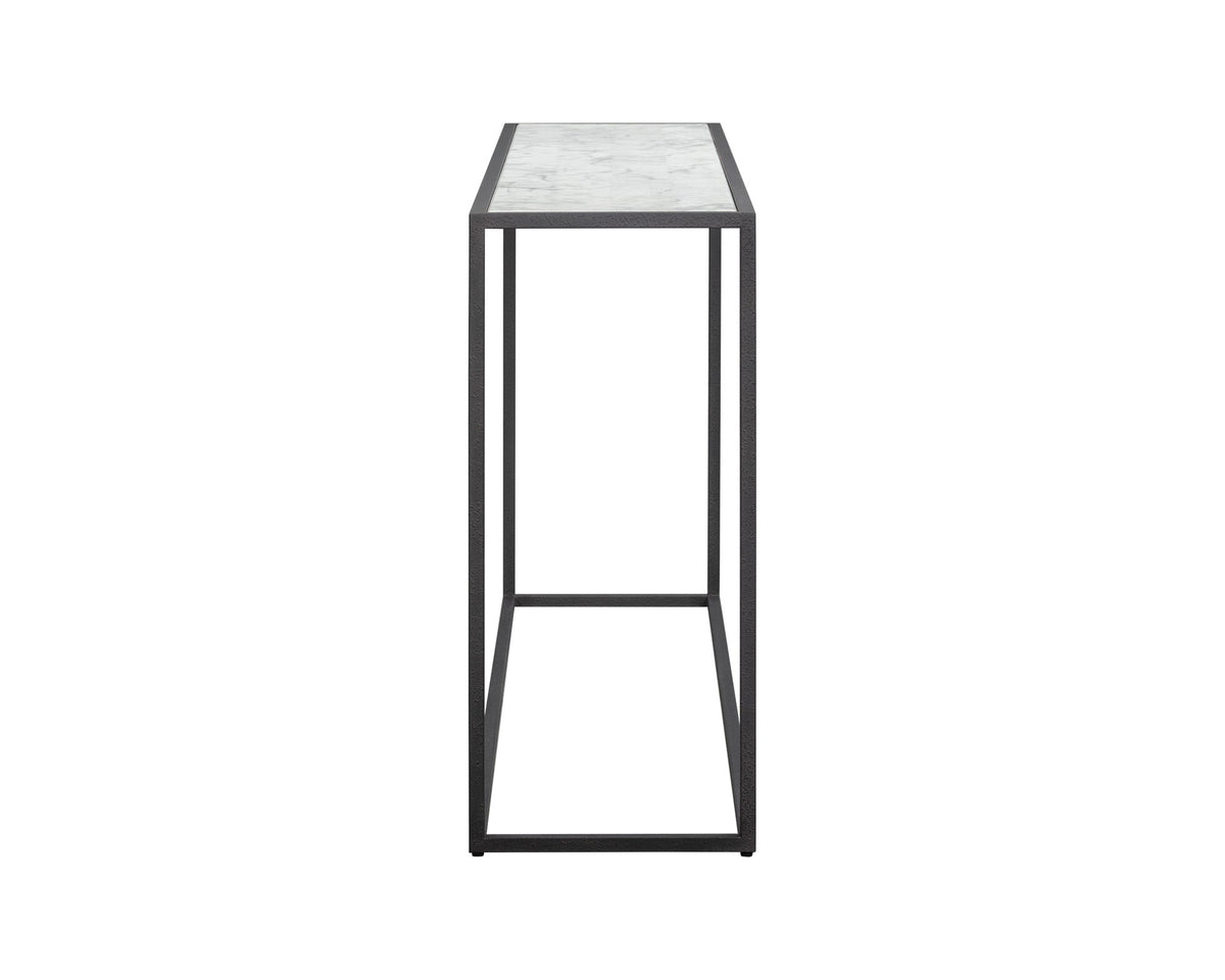 Noto Console Table 1.5m - Carrara Marble and Black Textured Metal Liang & Eimil