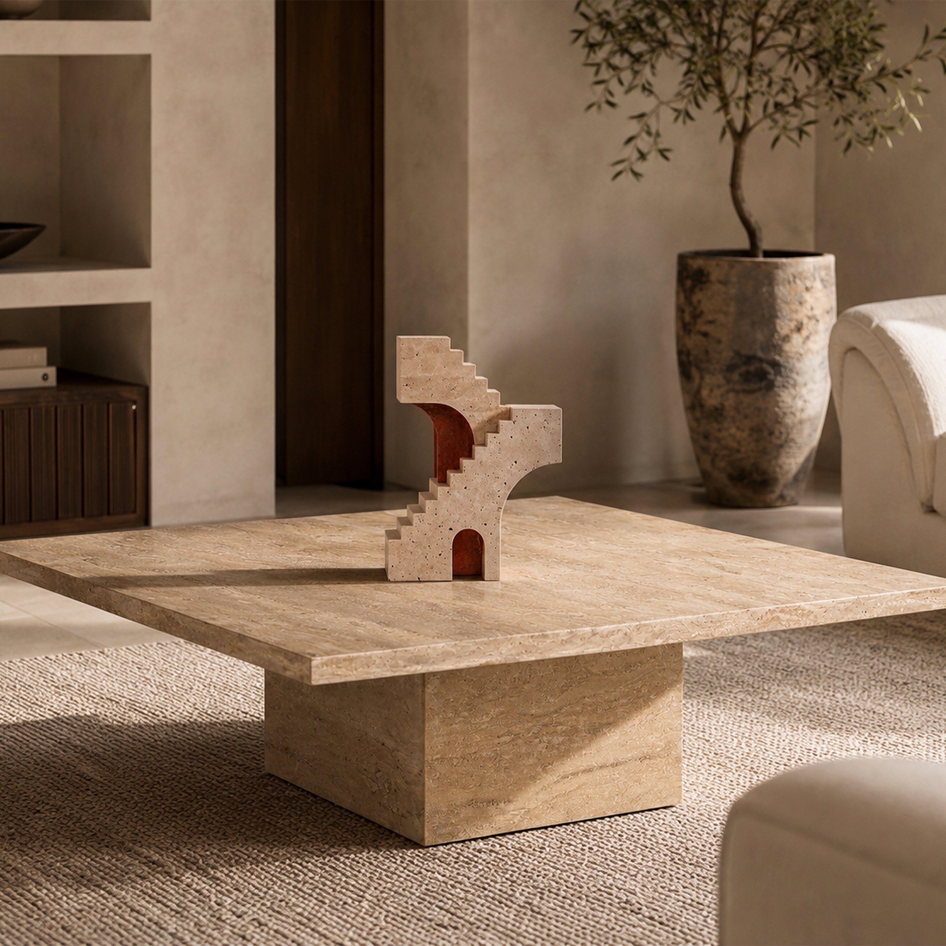 Onetti Beige Travertine Coffee Table Liang & Eimil