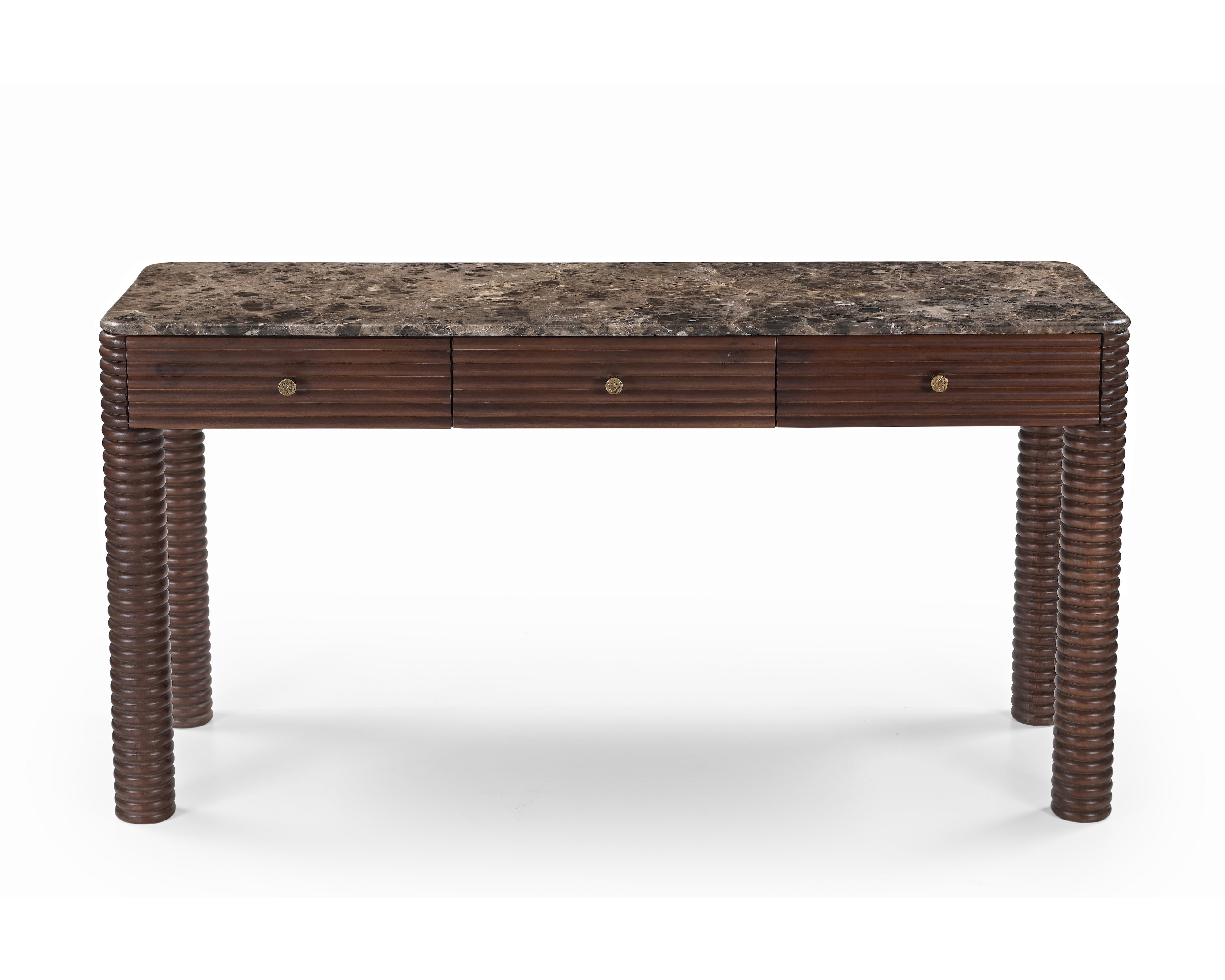 Allure Dark Brown Emperador Marble & Acacia Wood Desk Liang & Eimil