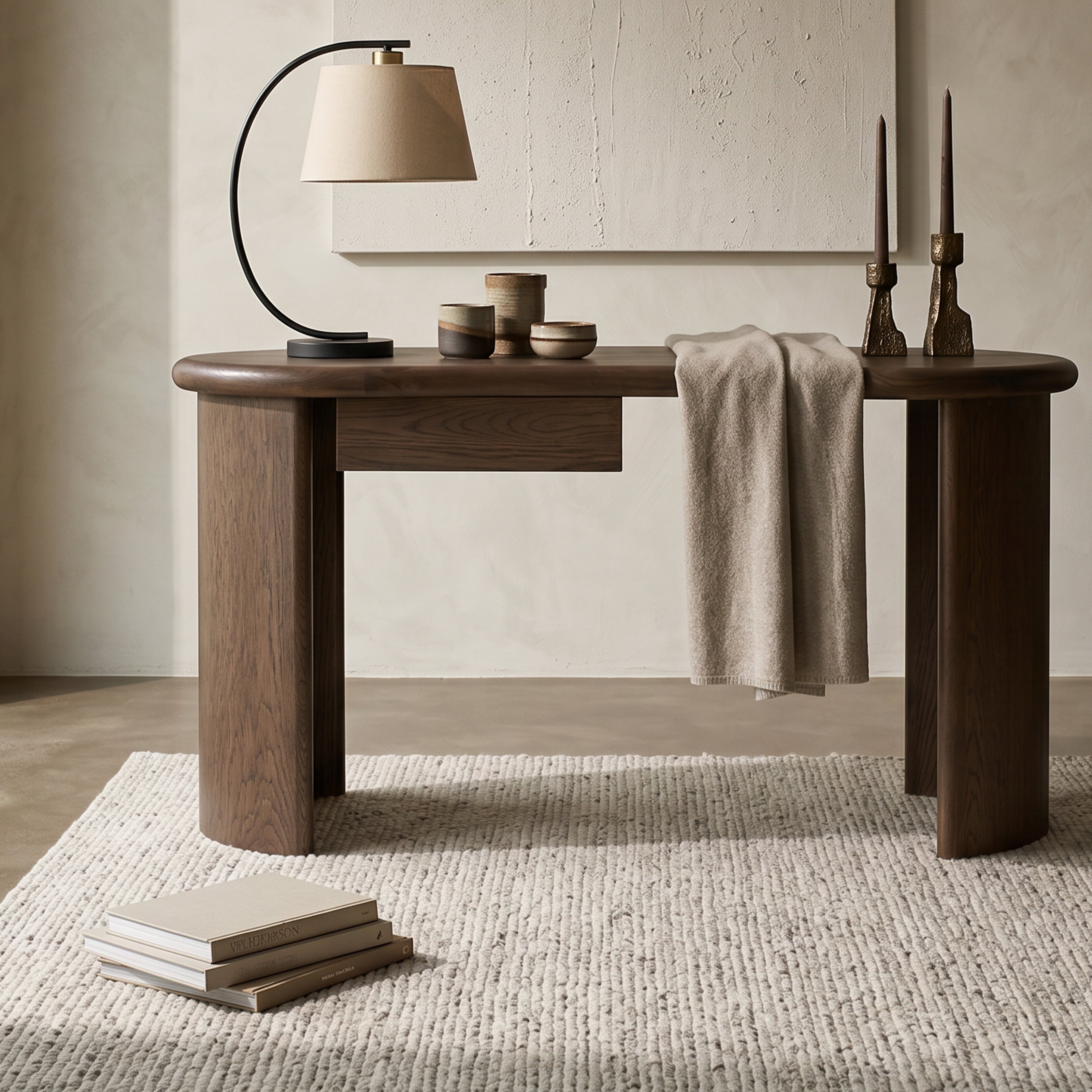 Lluna Brushed Mid-brown Oak Desk by Liang & Eimil