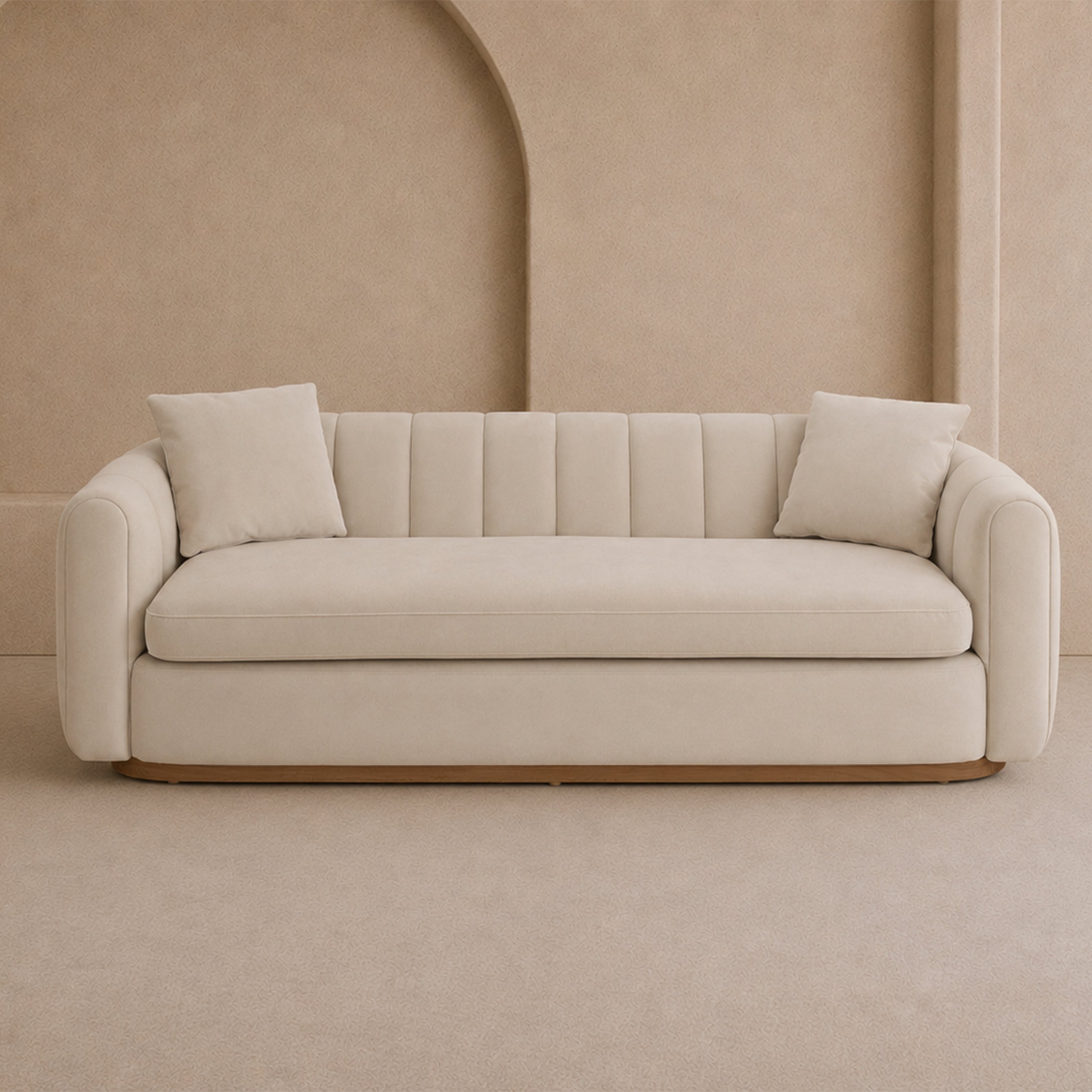 Arles 3 Seater Sofa - Melbourne Stone & Natural Wood by Liang & Eimil