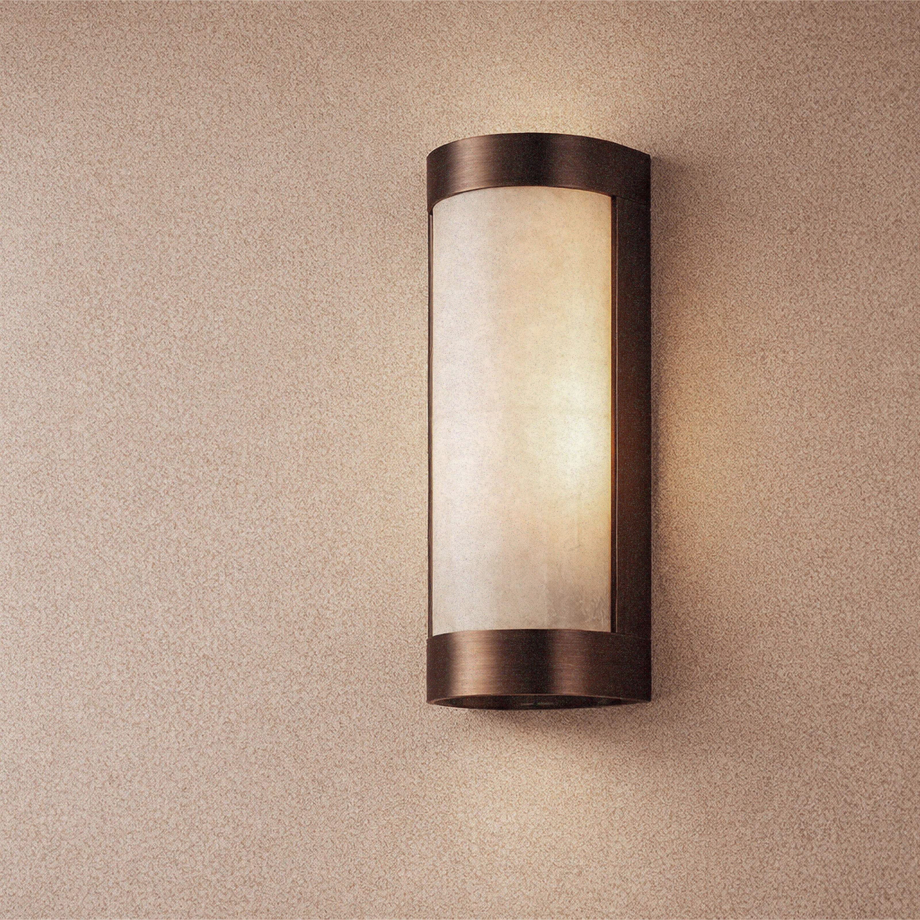 Vetra Brushed Bronze Wall Light with Natural Selenite Glass Shade by Liang & Eimil