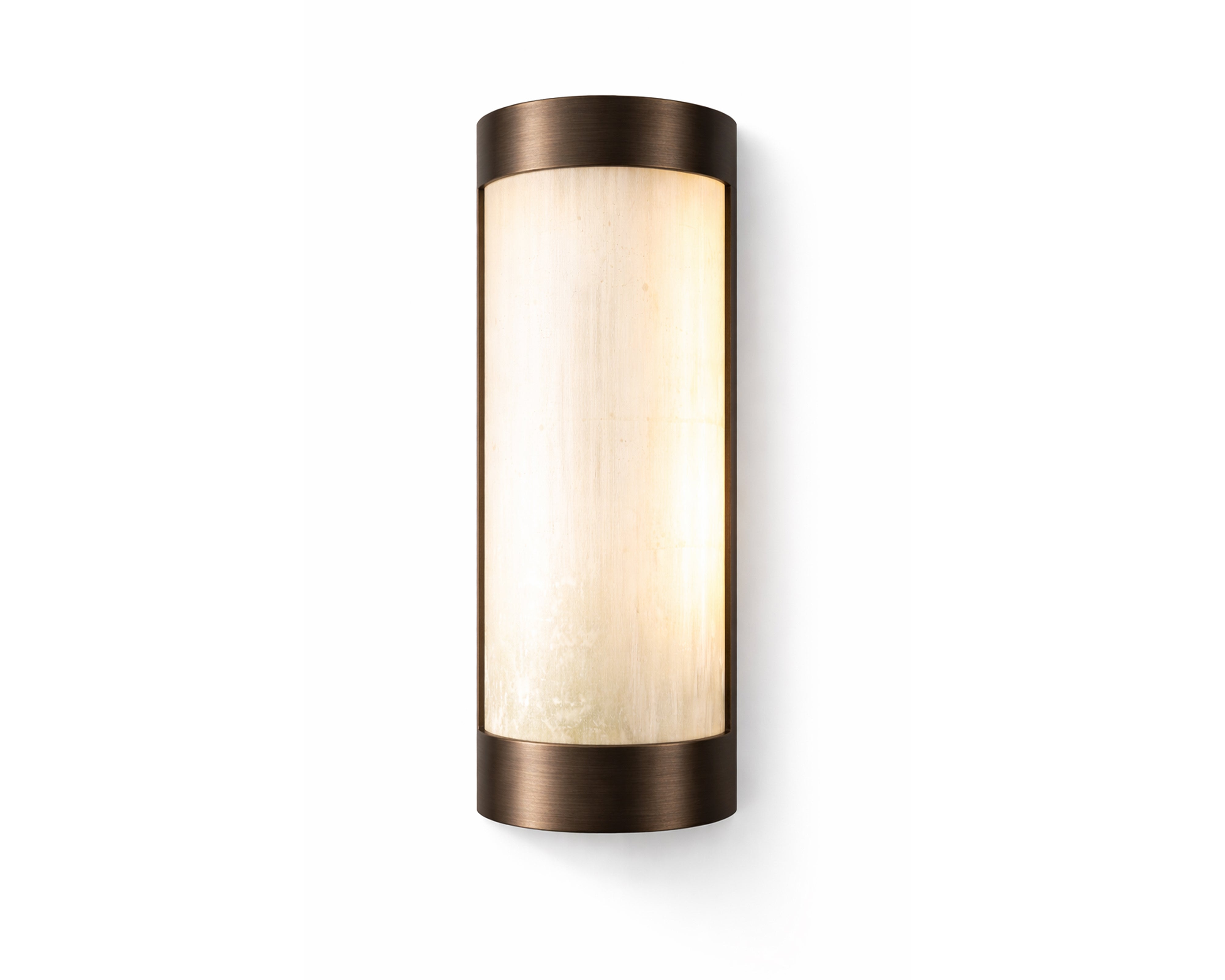 Vetra Brushed Bronze Wall Light with Natural Selenite Glass Shade by Liang & Eimil