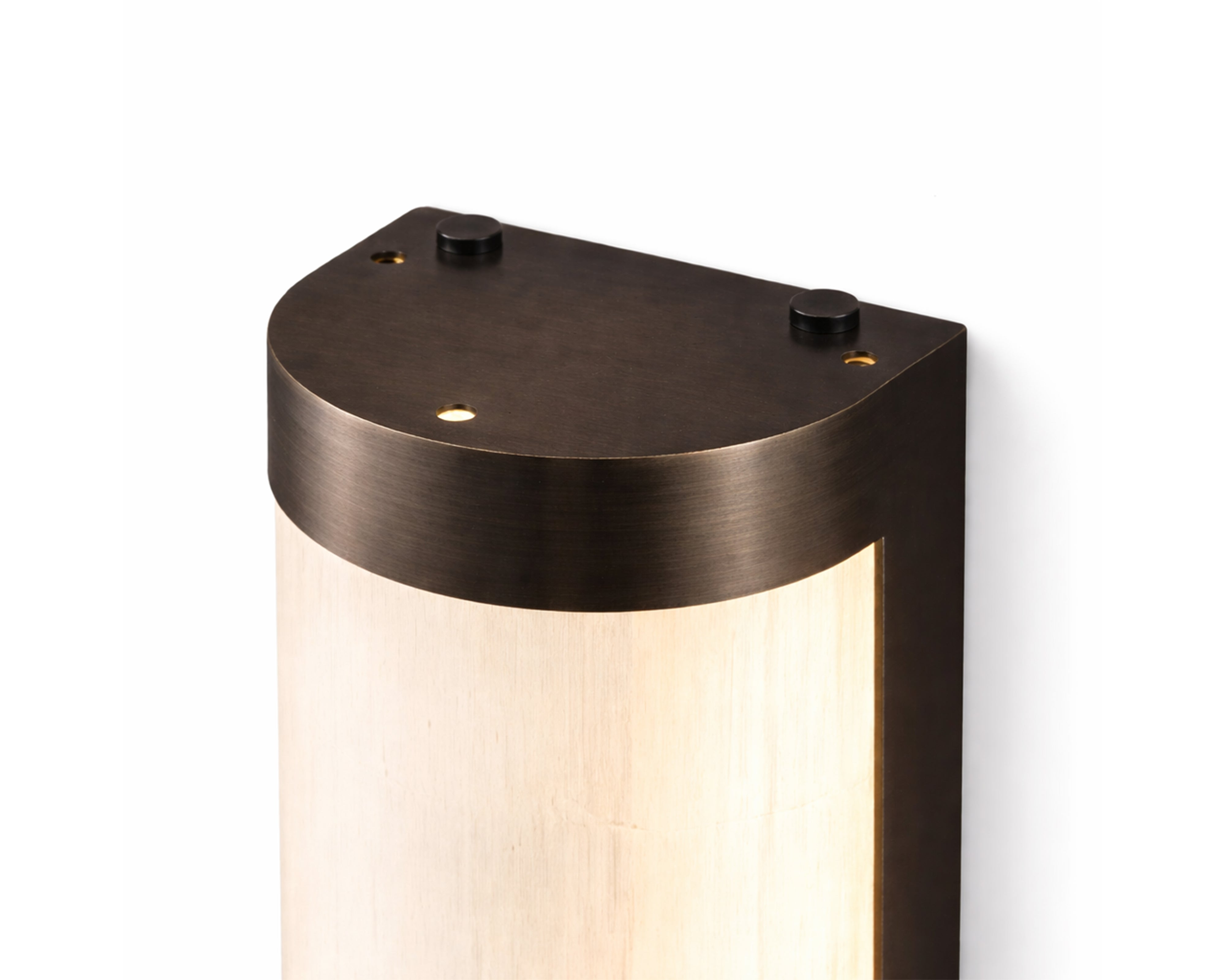 Vetra Brushed Bronze Wall Light with Natural Selenite Glass Shade by Liang & Eimil