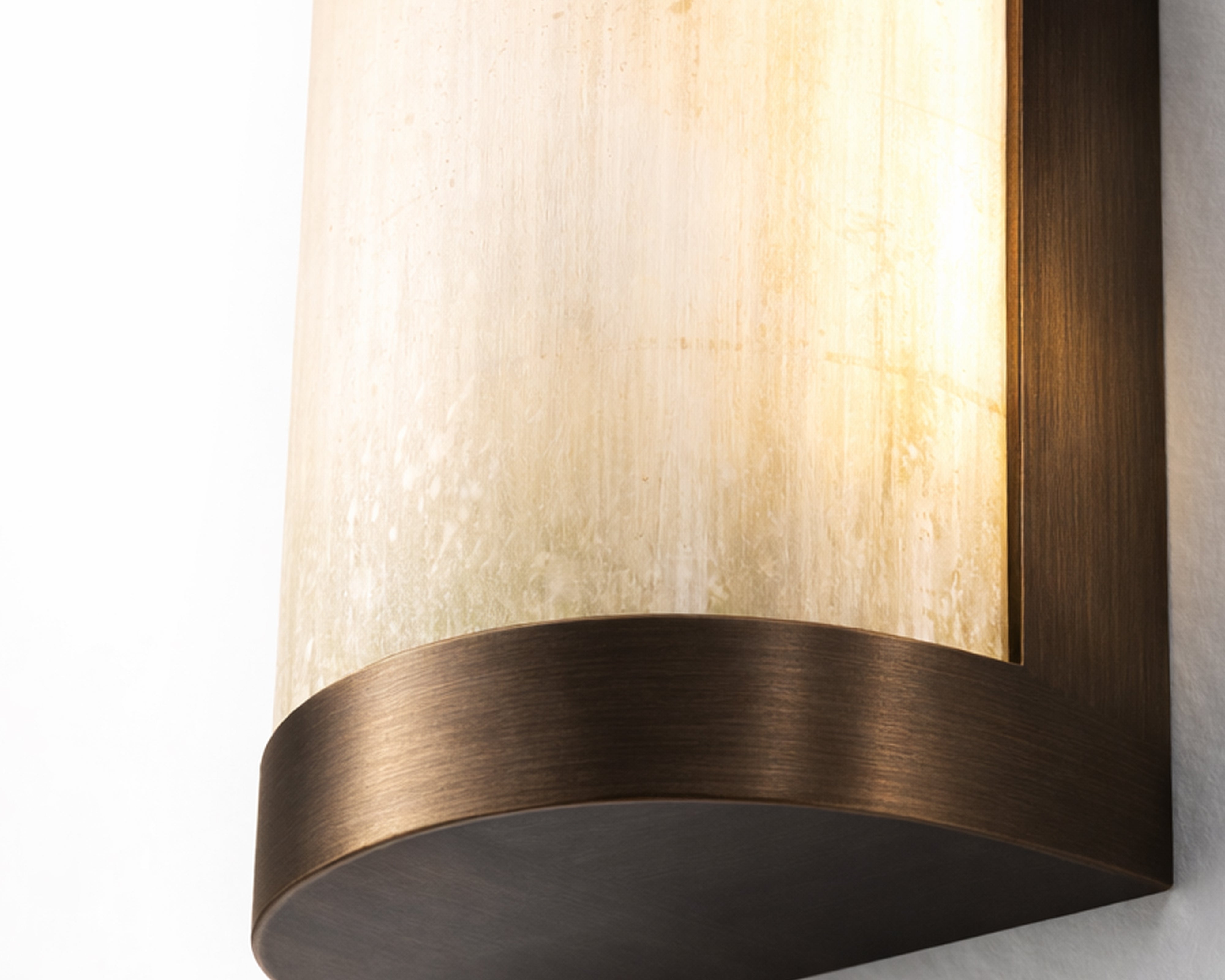 Vetra Brushed Bronze Wall Light with Natural Selenite Glass Shade by Liang & Eimil