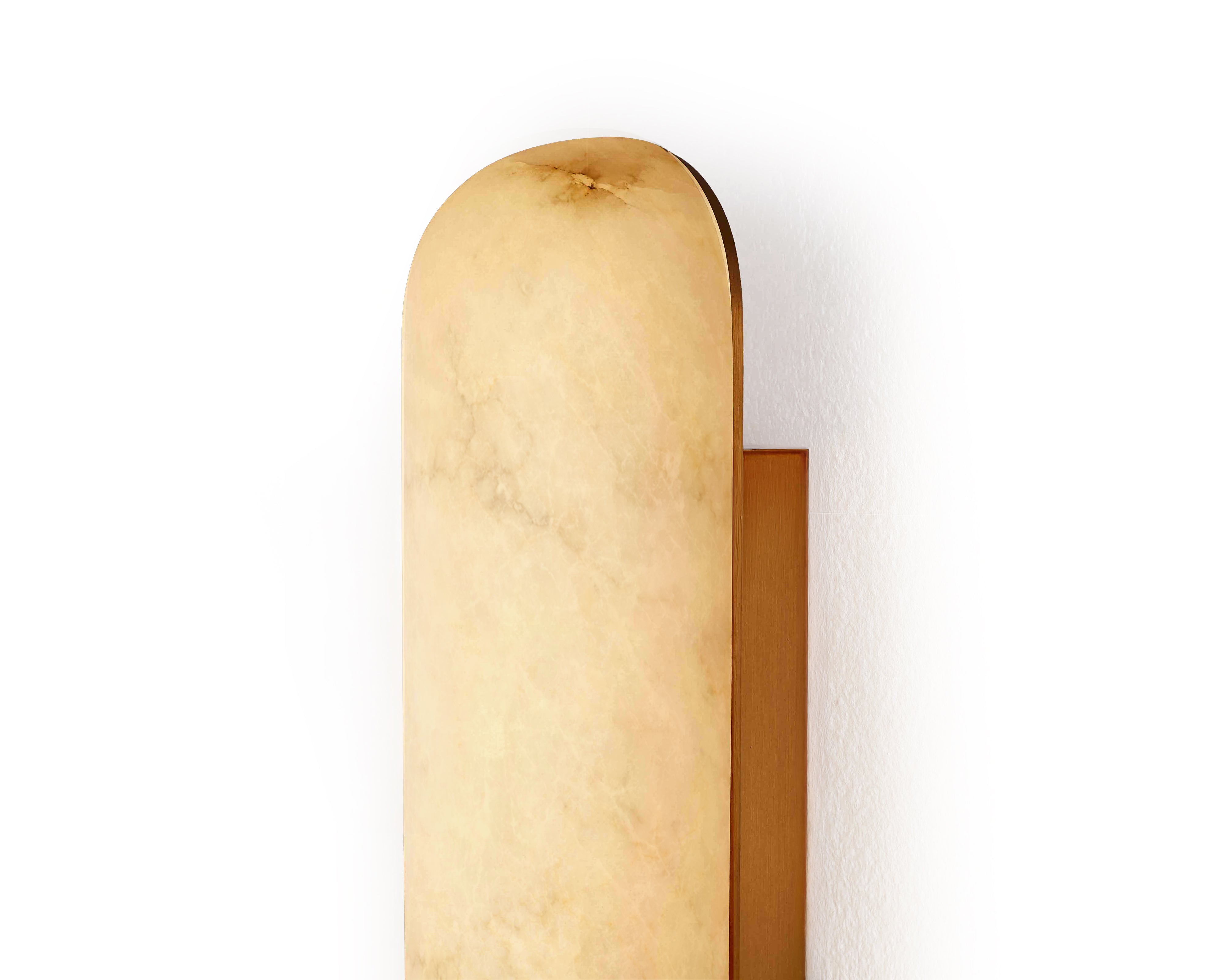 Alura Brushed Brass Wall Light with Alabaster Light Shade by Liang & Eimil