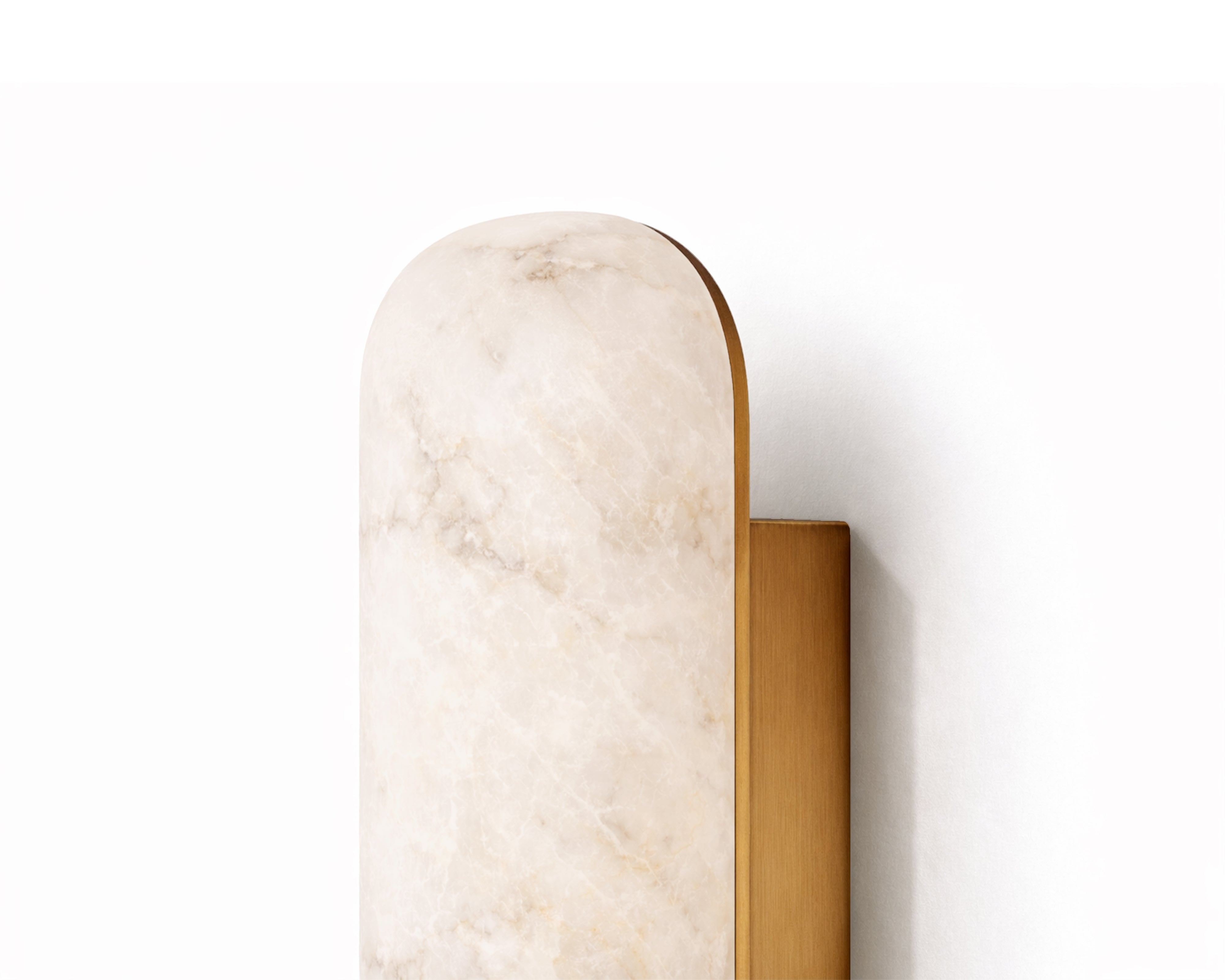 Alura Brushed Brass Wall Light with Alabaster Light Shade by Liang & Eimil
