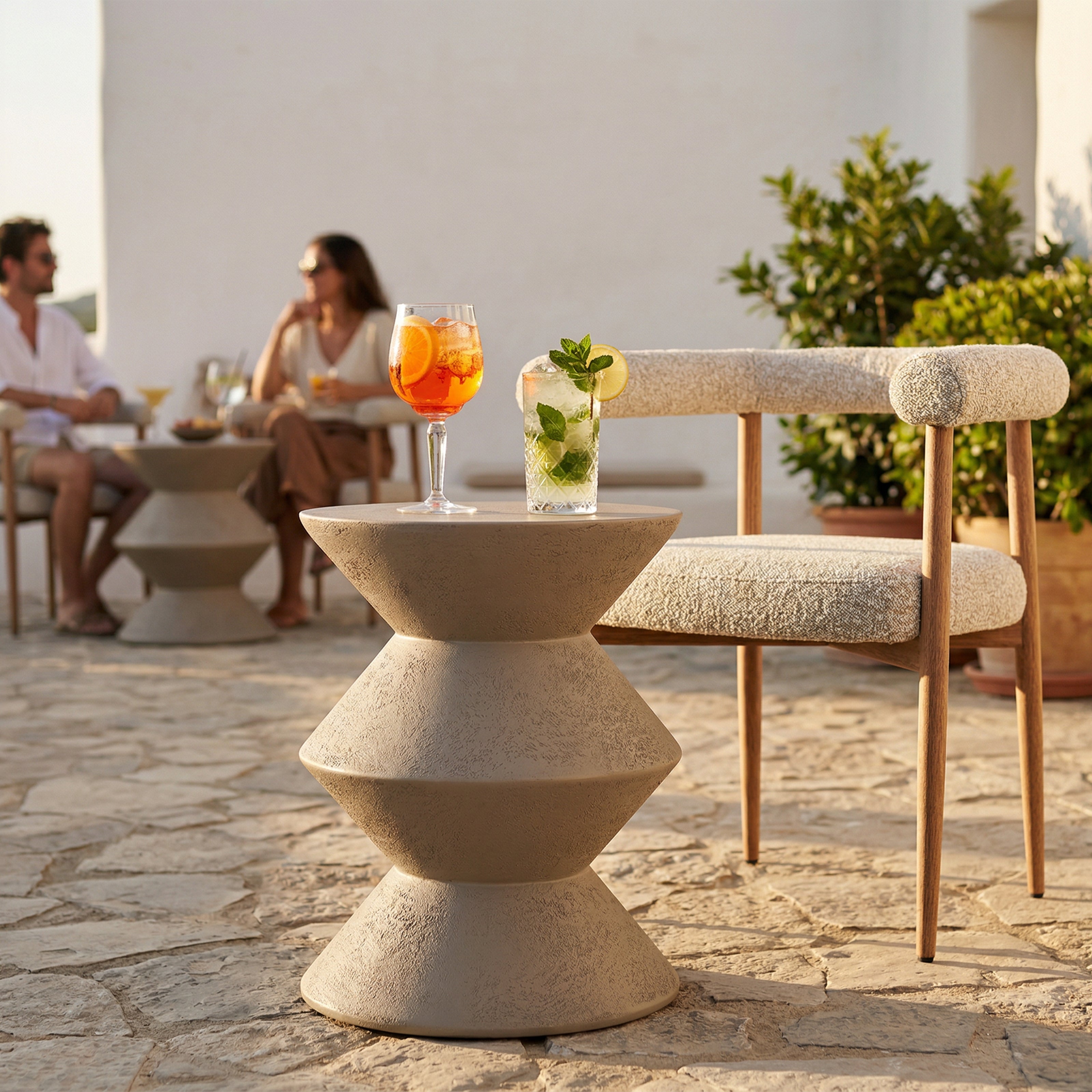 Zinda Side Table - Limestone by Liang & Eimil