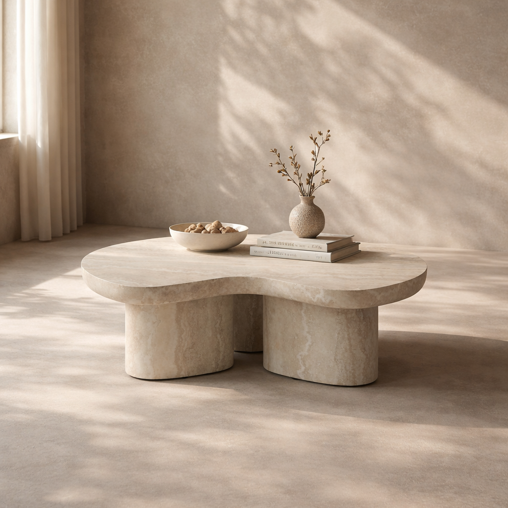 Lilac Faux Travertine Coffee Table by Tommy Franks