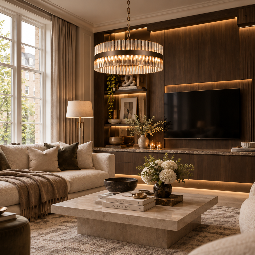London Bronze & Glass Pendant Ceiling Light by Luxe Collection