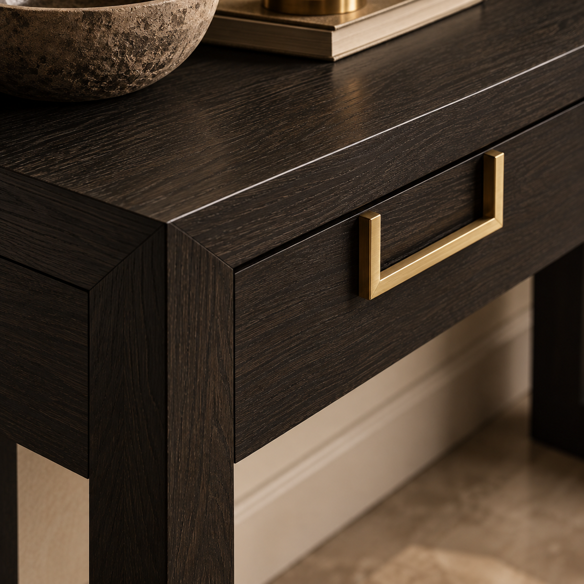 Lucca Brown & Brass Console Table by Berkeley Designs