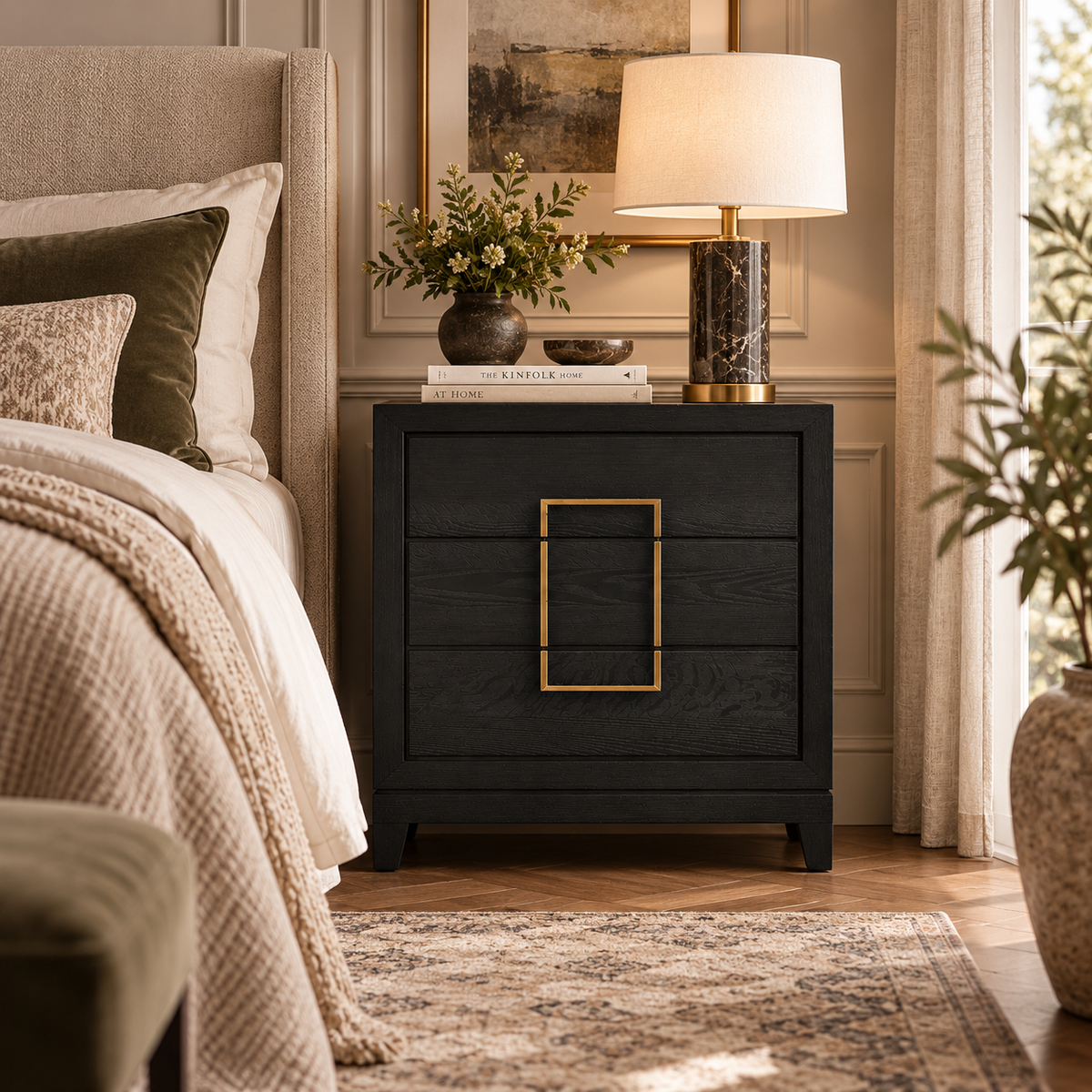 Lucca Brown & Brushed Brass 3 Drawer Chest by Berkeley Designs