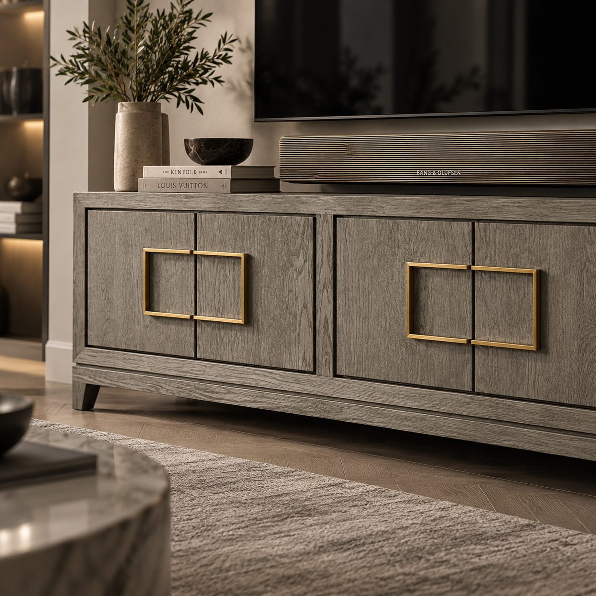 Lucca Grey Oak Media TV Cabinet Unit by Berkeley Designs