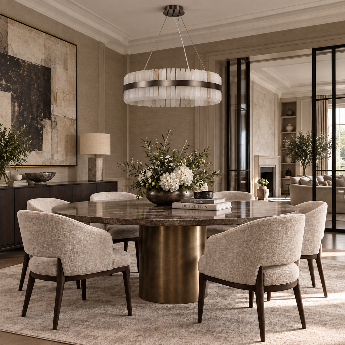 Lunara Bronze & Alabaster Pendant 80cm Decorum Collection