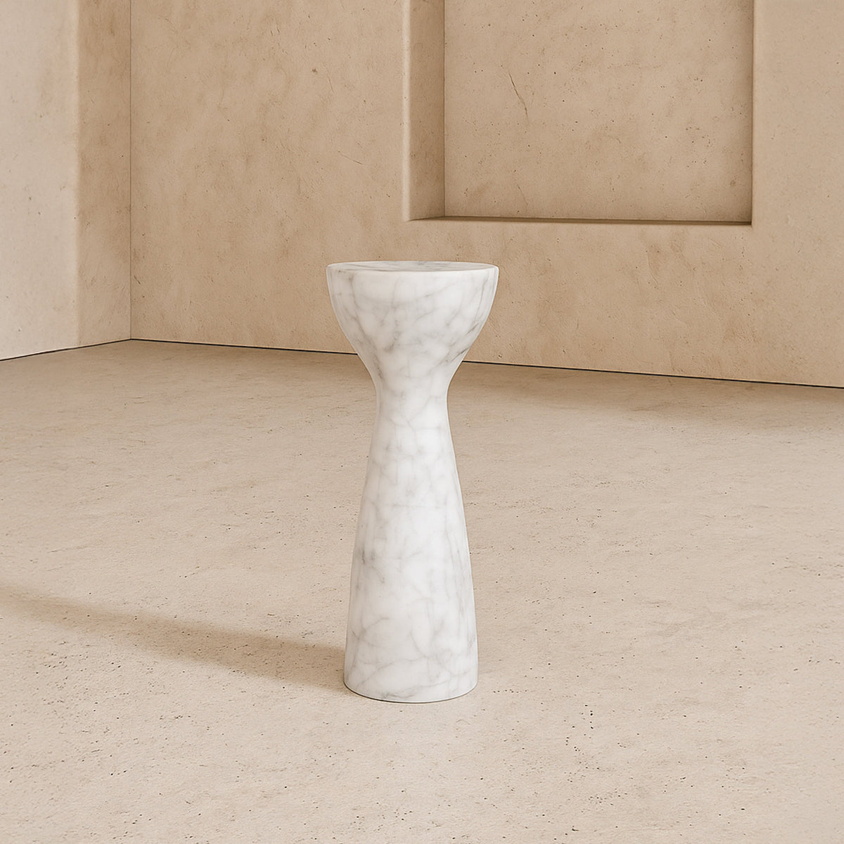 Akali Side Table Small - Carrara White Marble Effect Liang & Eimil