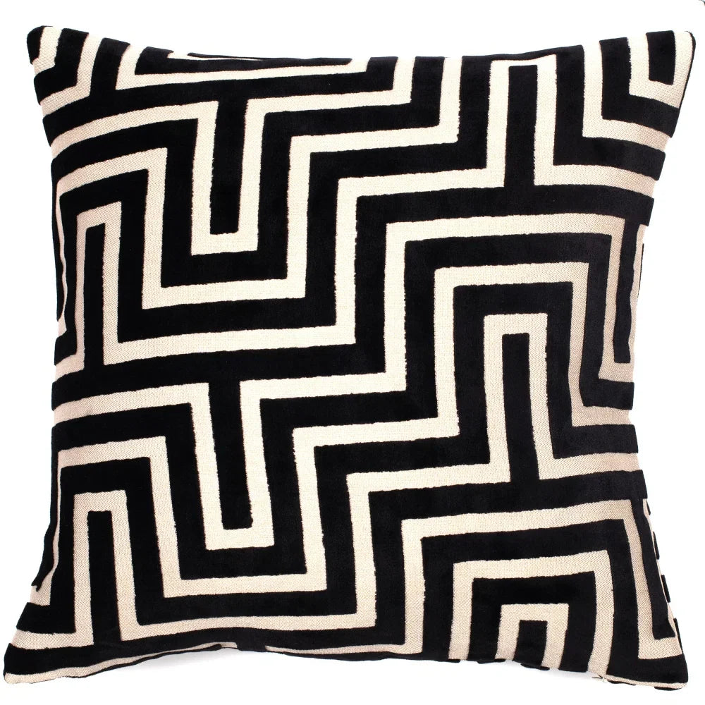 Amazing Black Maze Cut Velvet Cushion Paul Moneypenny