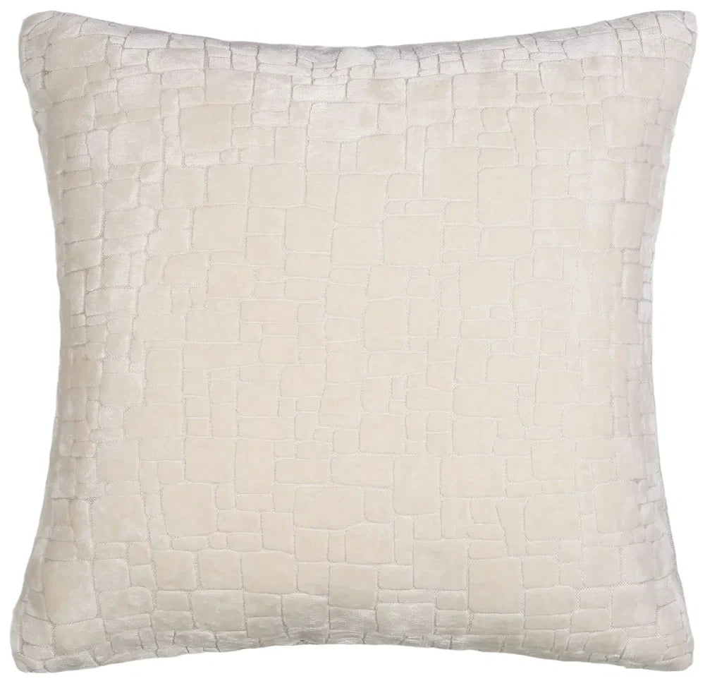 Bergen Cut Velvet Abstract Squares Cushion - Ivory Malini