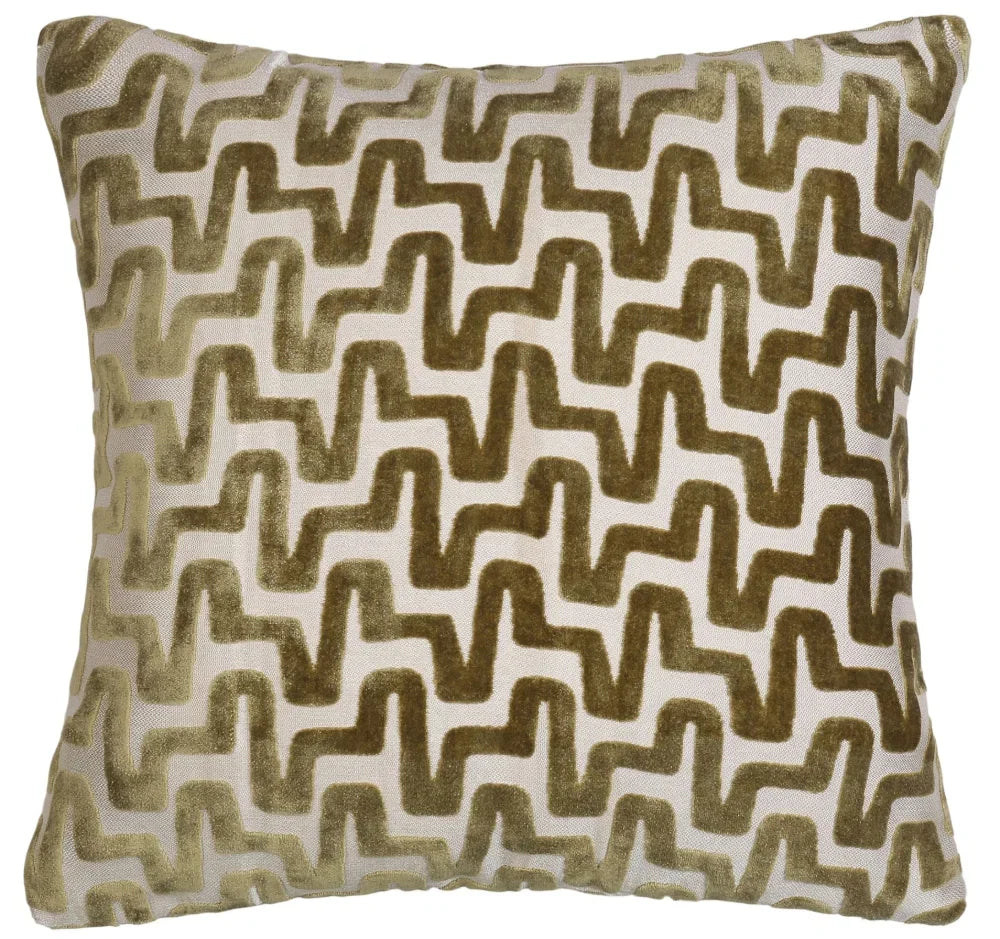 Summit Olive Cut Velvet Cushion Malini