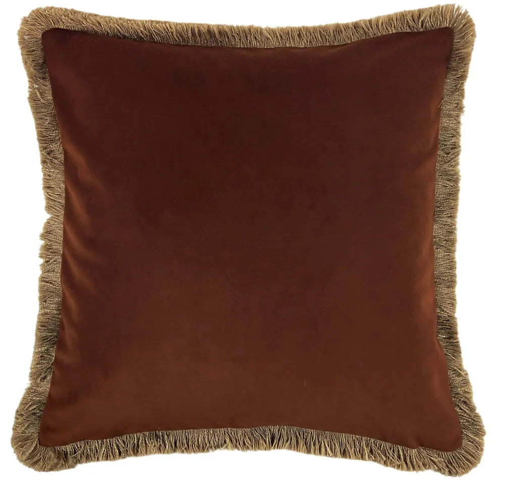 Verona Double Sided Fringe Edge Cushion 55cm - Chocolate Brown Malini