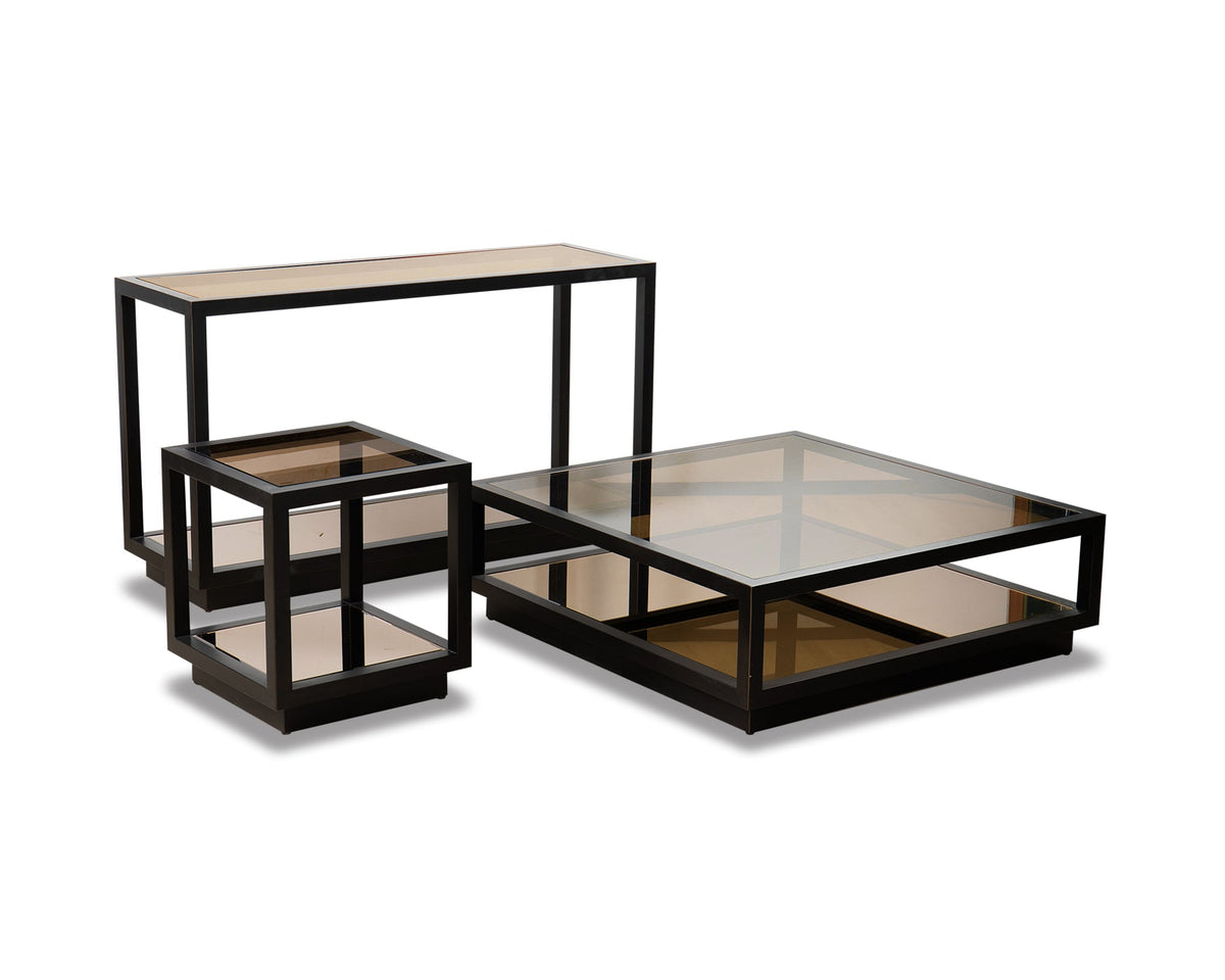 Mali Coffee Table - Antique Bronze and Tinted Glass