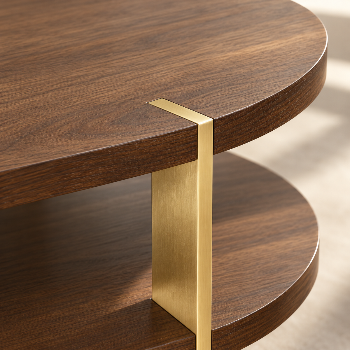 Malibu Coffee Table Walnut Wood Veneer & Brass Frame Berkeley Designs