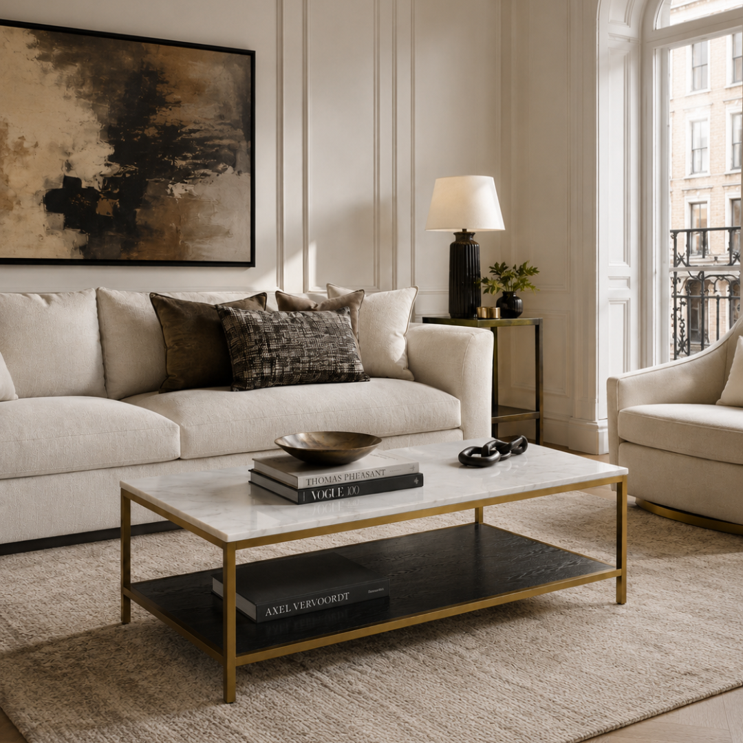 Max Painted Brass & White Marble Coffee Table Liang & Eimil