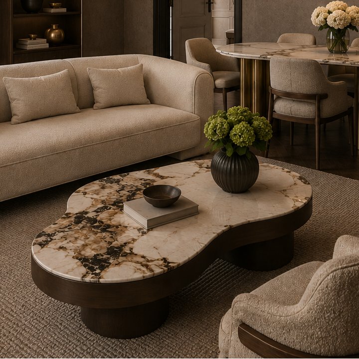 Langford Brown Oak Veneer & Ceramic Coffee Table by Richmond Interiors
