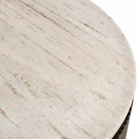 Maigue Brown Wood & White Marble Coffee Table RV Astley