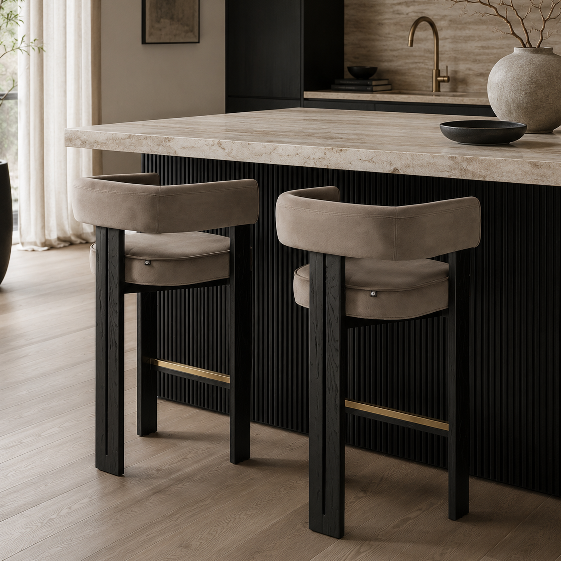Tilda Megan Mink Fabric Bar Stool by Liang & Eimil