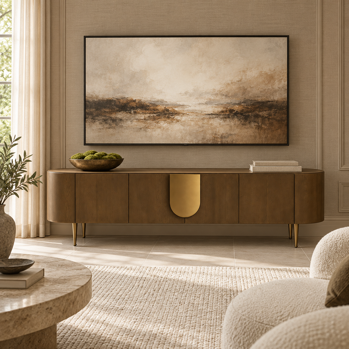 Napa Textured Carmel Oak Media Unit with Bronze Handles Berkeley Designs