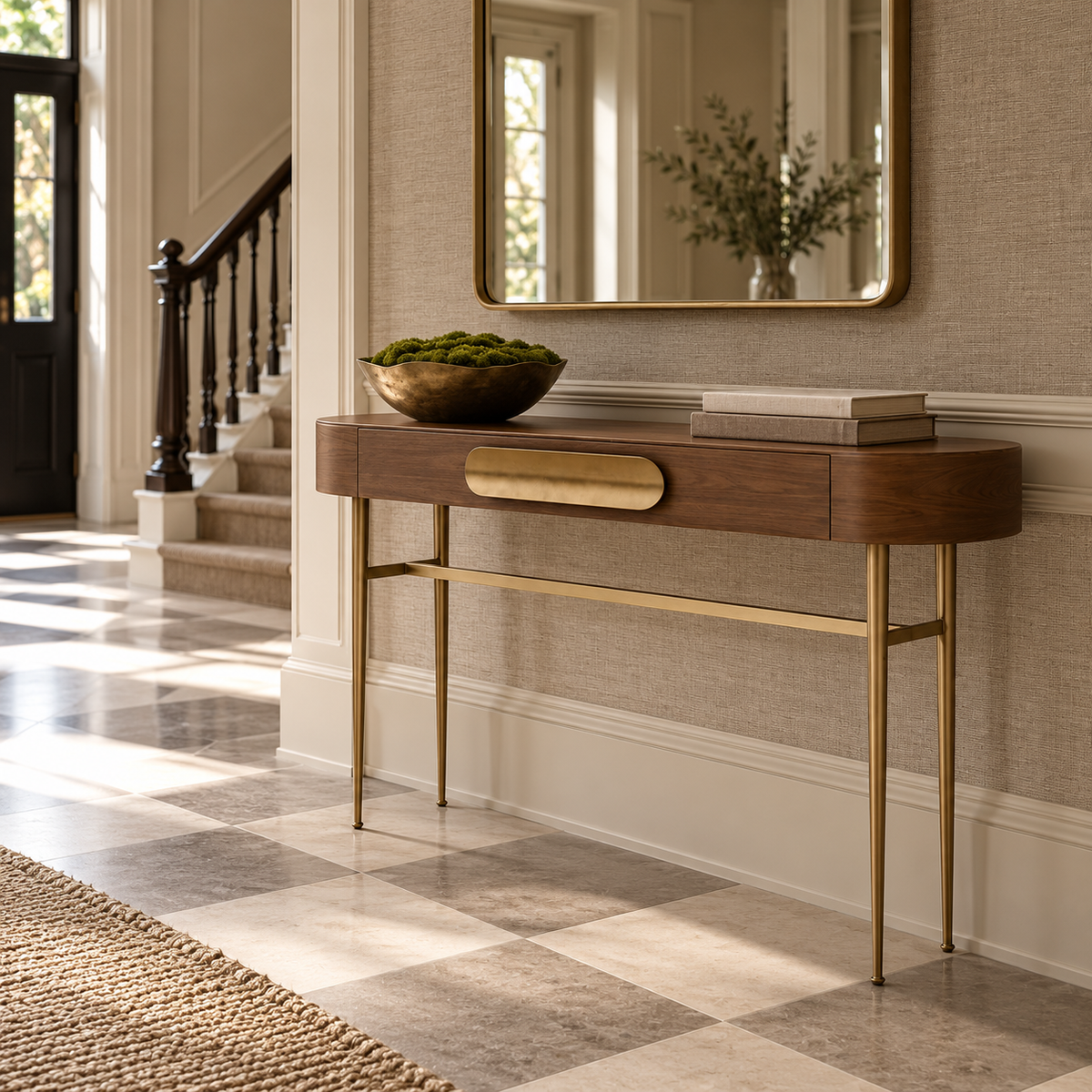 Napa Textured Carmel Oak Wood Console Table Berkeley Designs