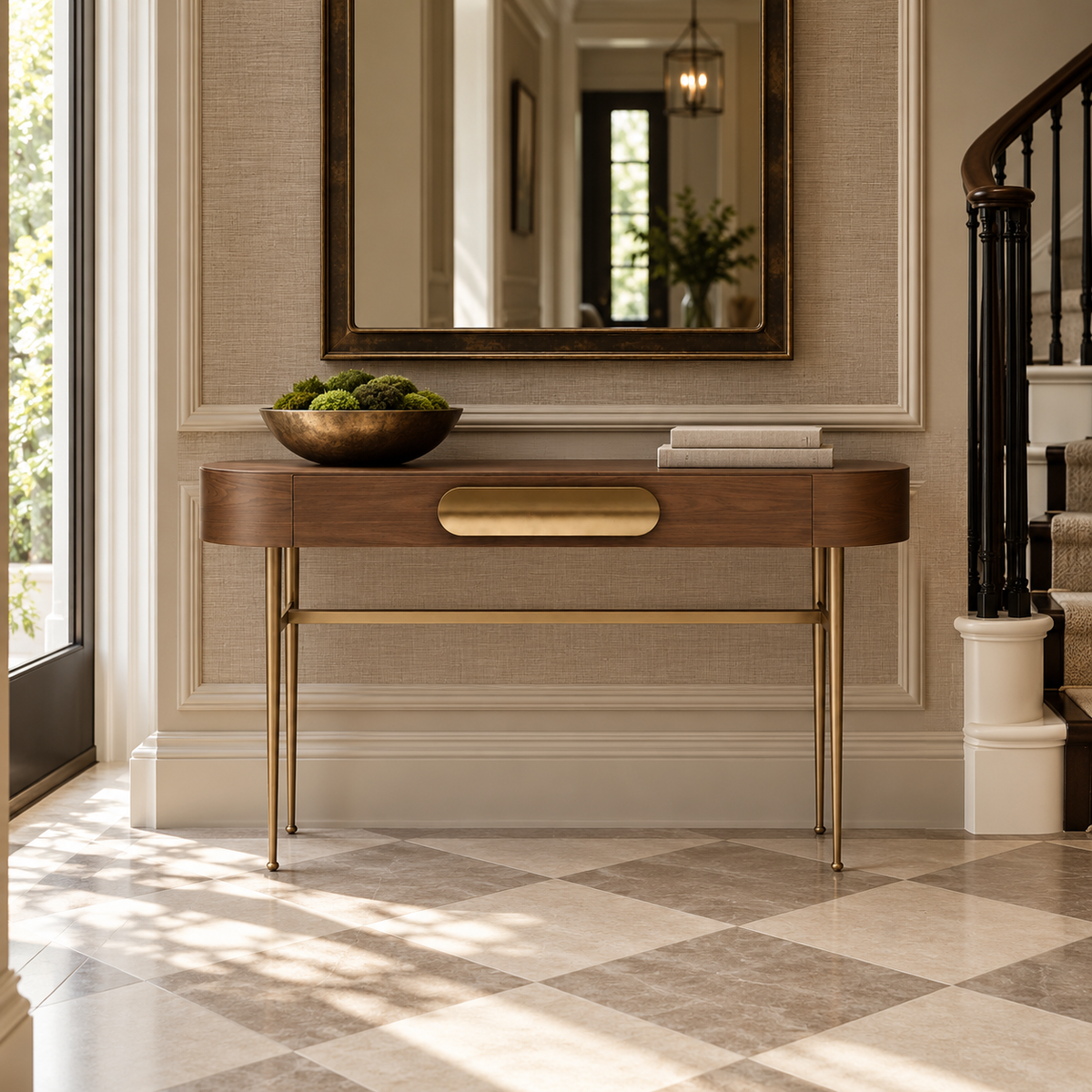 Napa Textured Carmel Oak Wood Console Table Berkeley Designs