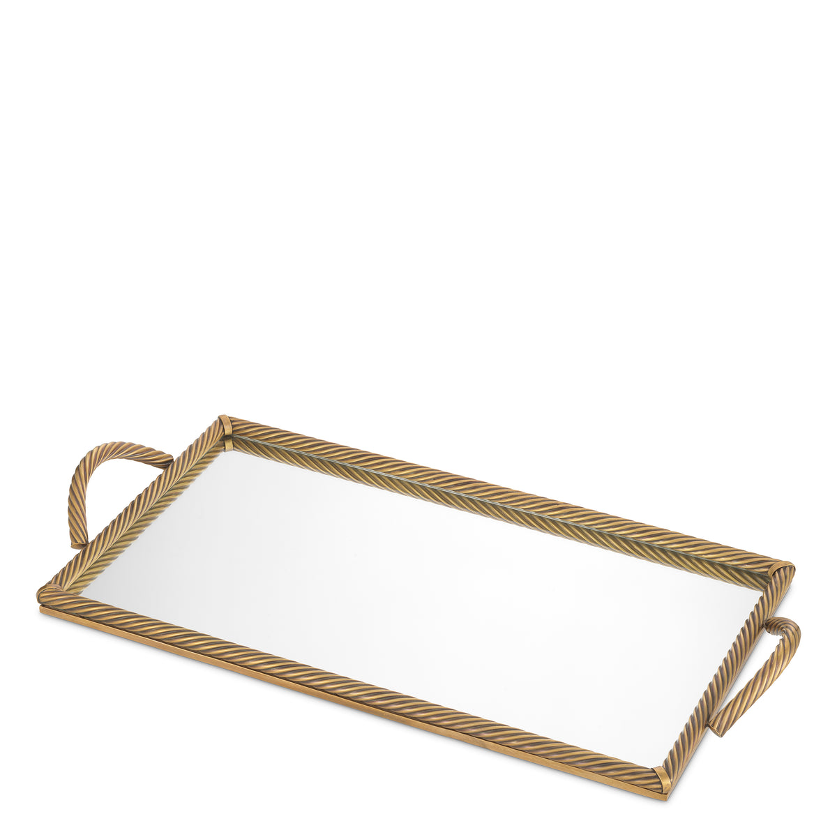 Tray Salvi Rectanguar L vintage brass finish by Eichholtz
