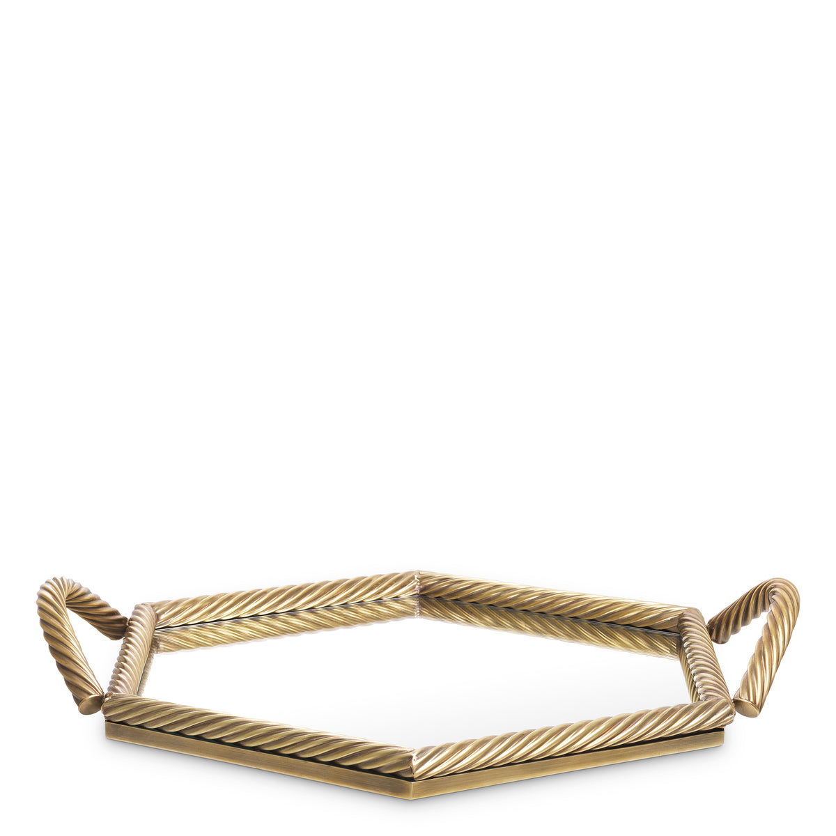Tray Salvi Hexagon vintage brass finish by Eichholtz