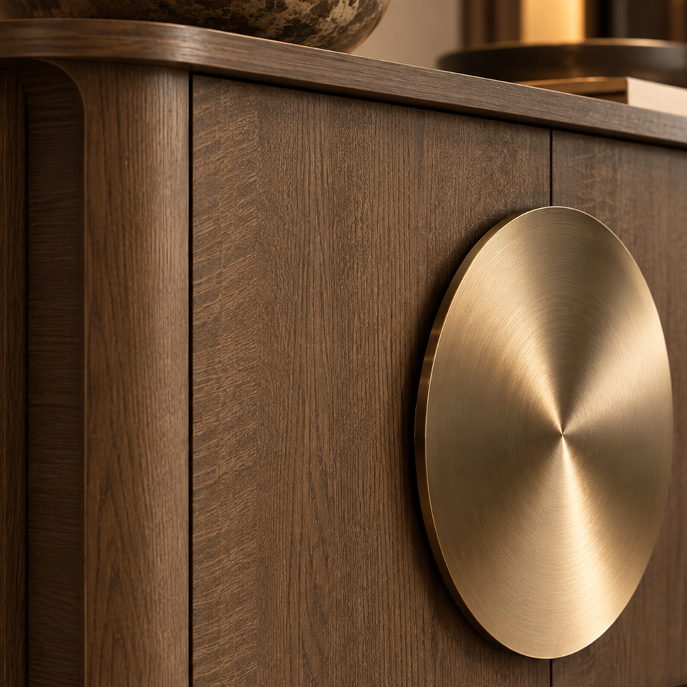 Perth Light Brown Oak & Brushed Brass Sideboard by Berkeley Designs