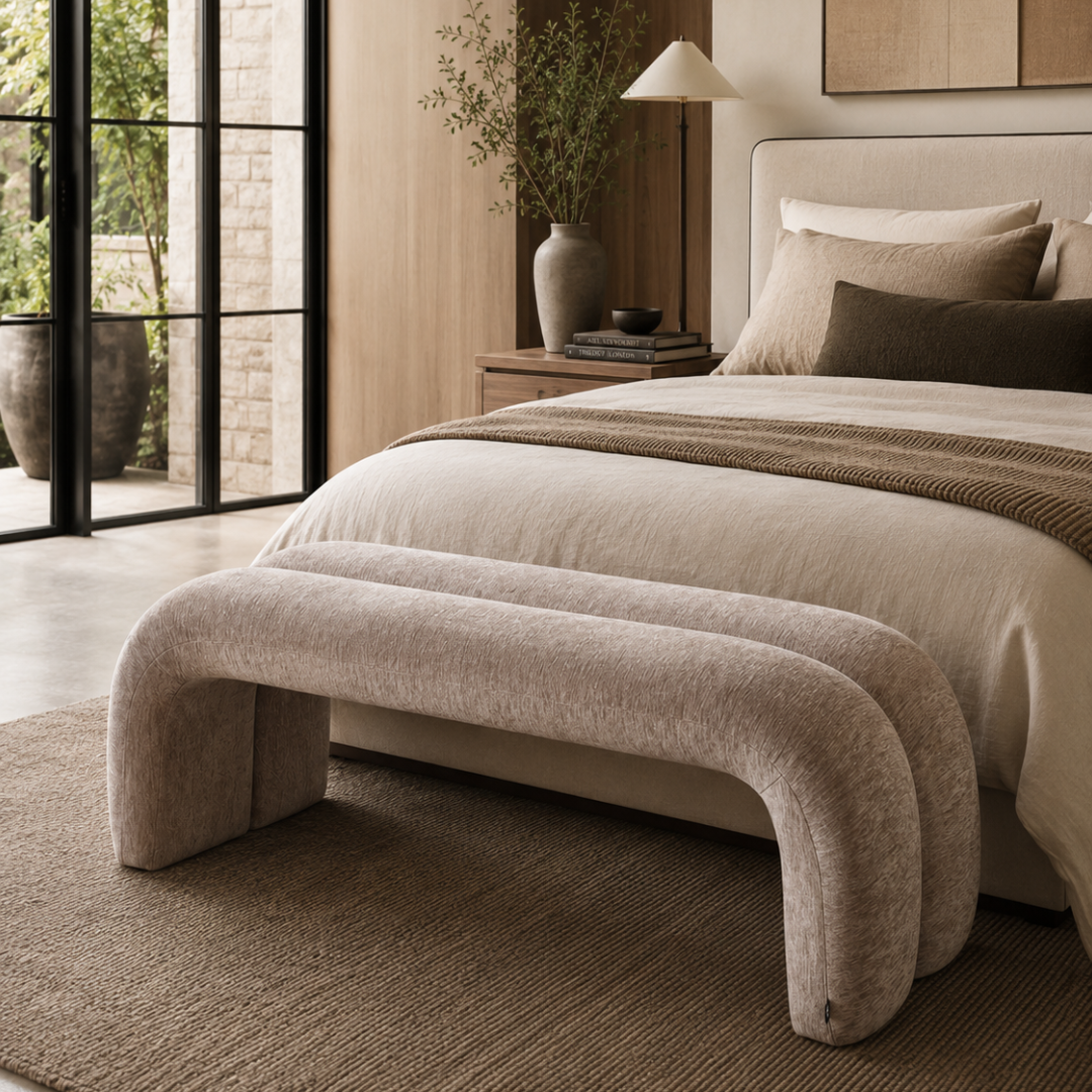 Piper Sysley Earth Fabric Bench Liang & Eimil