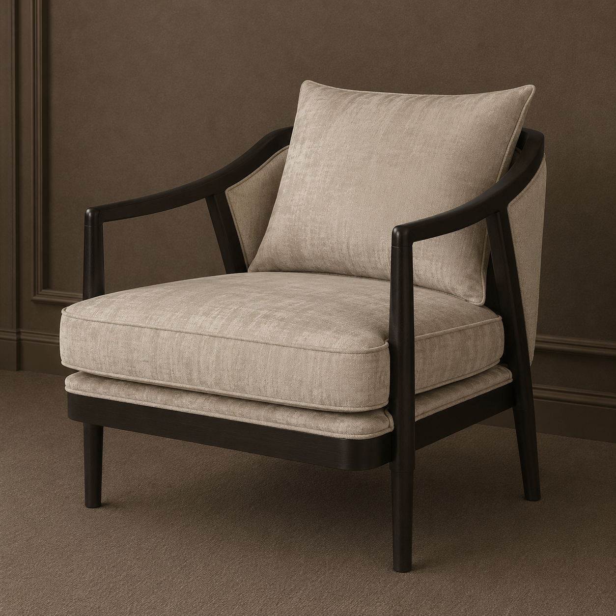 Potenza Luxe Mushroom Velvet Chair by RV Astley