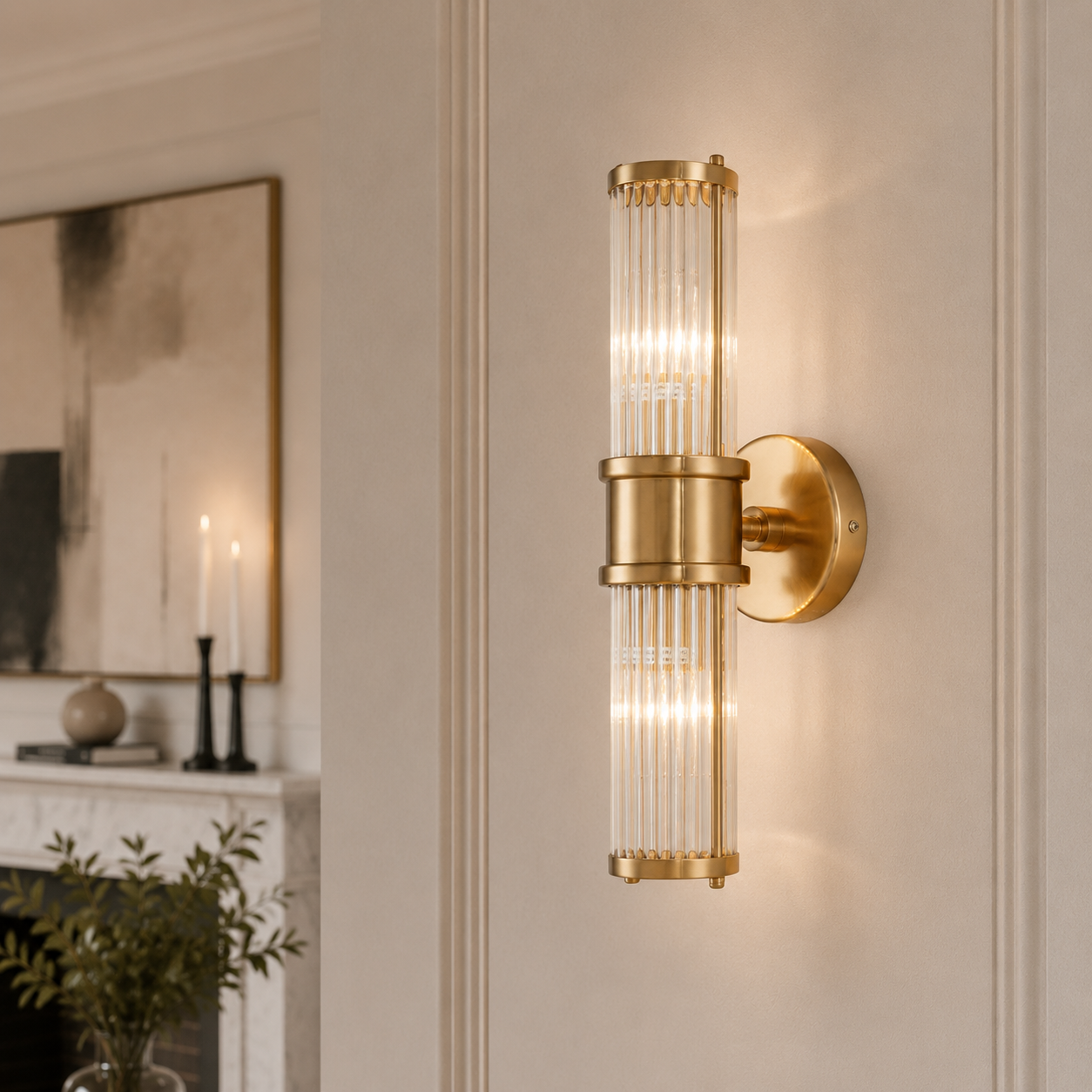 Preston Antique Brass 2 Light Glass Wall Light Liang & Eimil