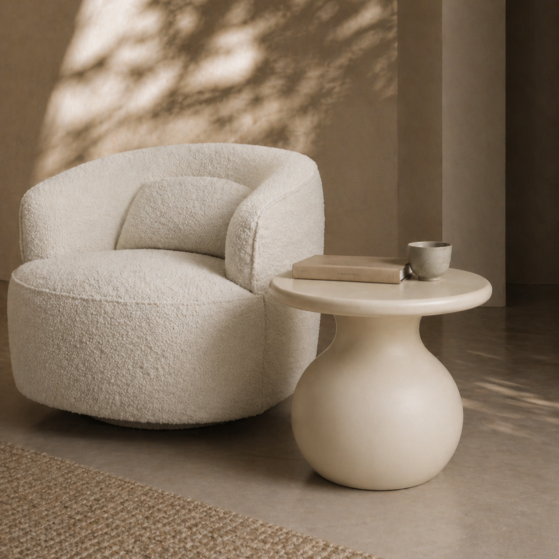 Grace Polar Bouclé Swivel Chair – Decorum Interiors