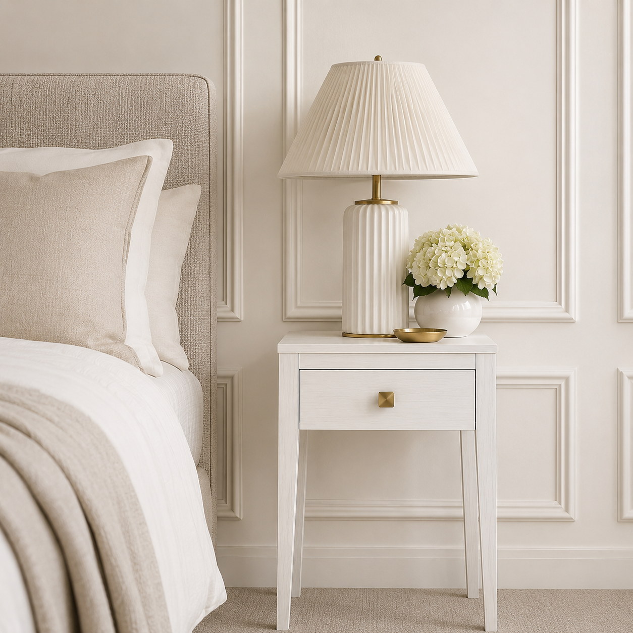Radford 1 Drawer Bedside Table - White by D.I. Designs